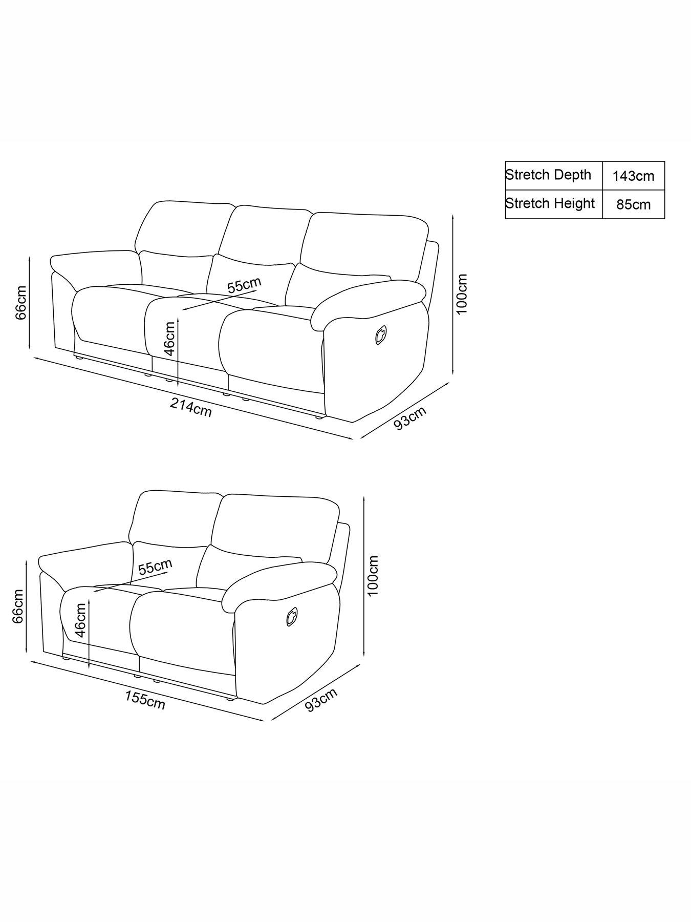 Image 5 of 5 of The Very Collection Sienna 3 + 2 Seater Fabric Recliner Sofa - FSC&reg; Certified