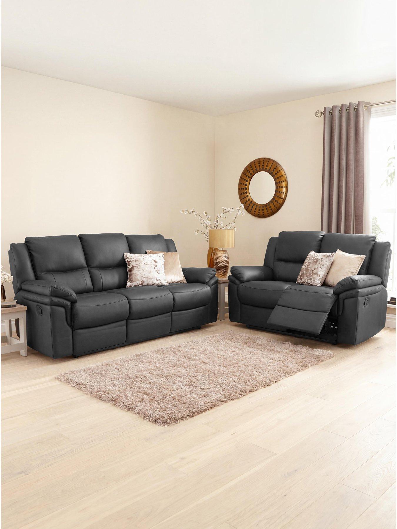 The Very Collection Albion Luxury Faux Leather 3 + 2 Seater High Back Manual Recliner Sofa Set (Buy  &  SAVE!) - FSC® Certified