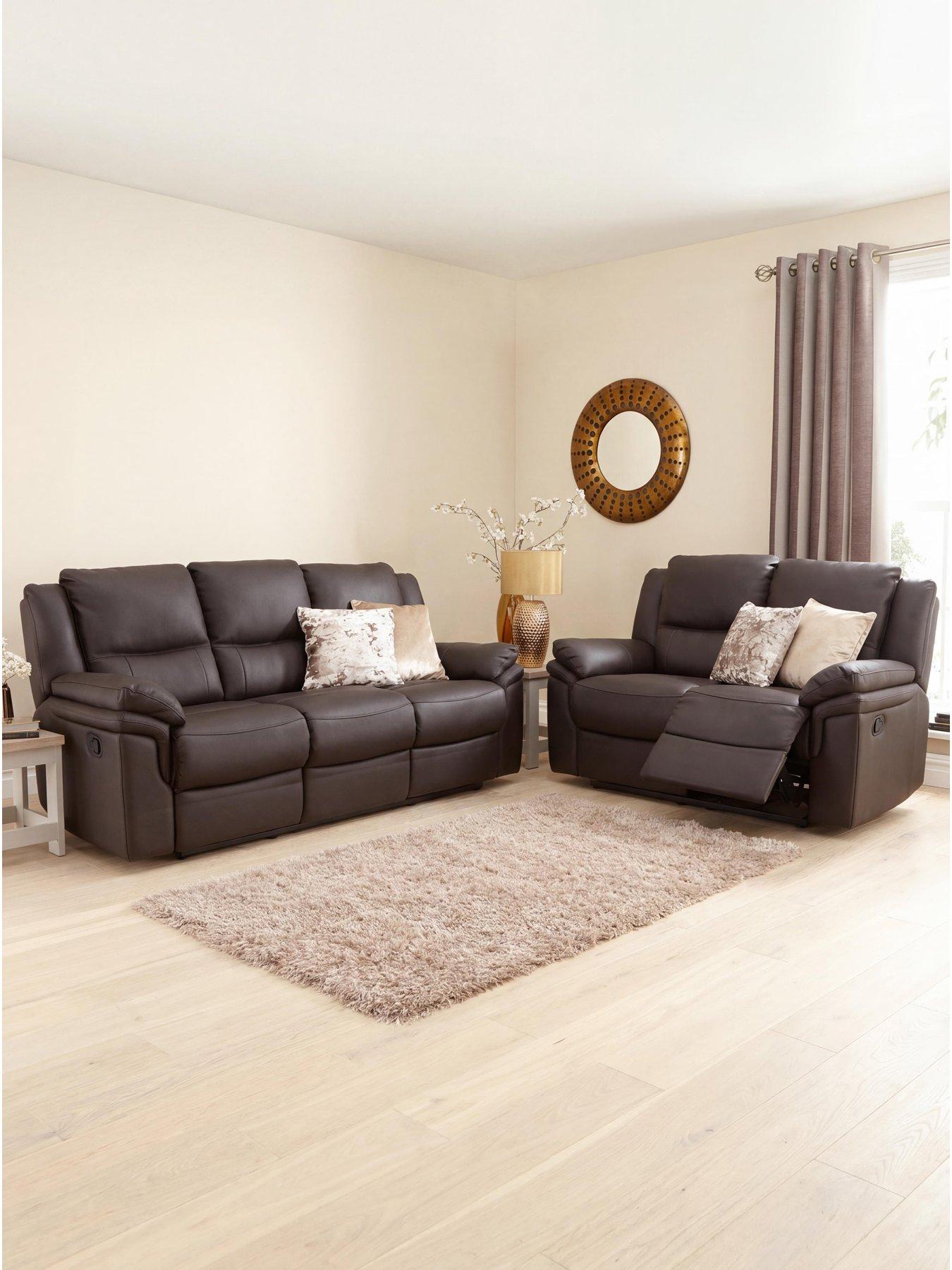 The Very Collection Albion Luxury Faux Leather 3 + 2 Seater High Back Manual Recliner Sofa Set (Buy  &  SAVE!) - FSC® Certified