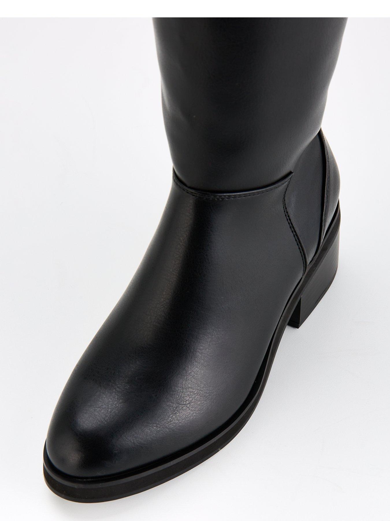 V by Very Wide Fit with Wider Fitting Calf Knee Boot Black