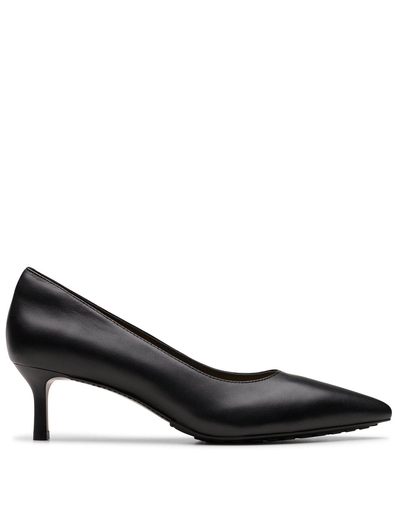 Image 1 of 7 of Clarks Adela Leather Court Heeled Shoe - Black