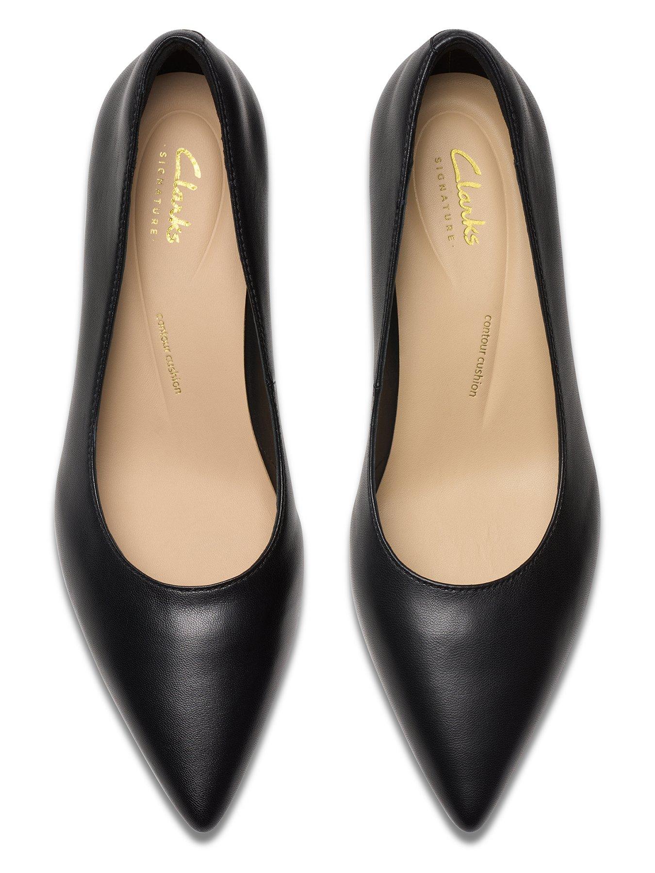 Image 4 of 7 of Clarks Adela Leather Court Heeled Shoe - Black