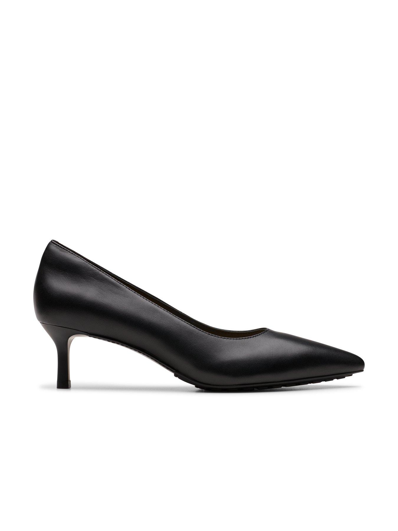 Image 7 of 7 of Clarks Adela Leather Court Heeled Shoe - Black
