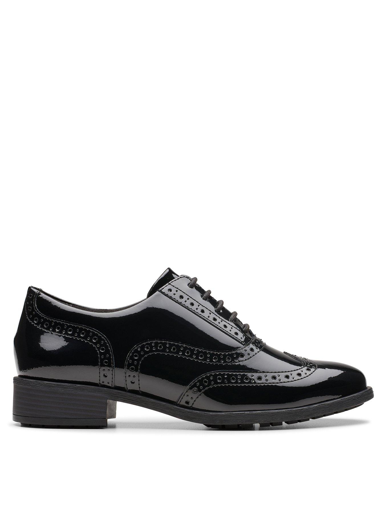 Image 1 of 6 of Clarks Havisham Oak Patent Wide Fit Brogue - Black