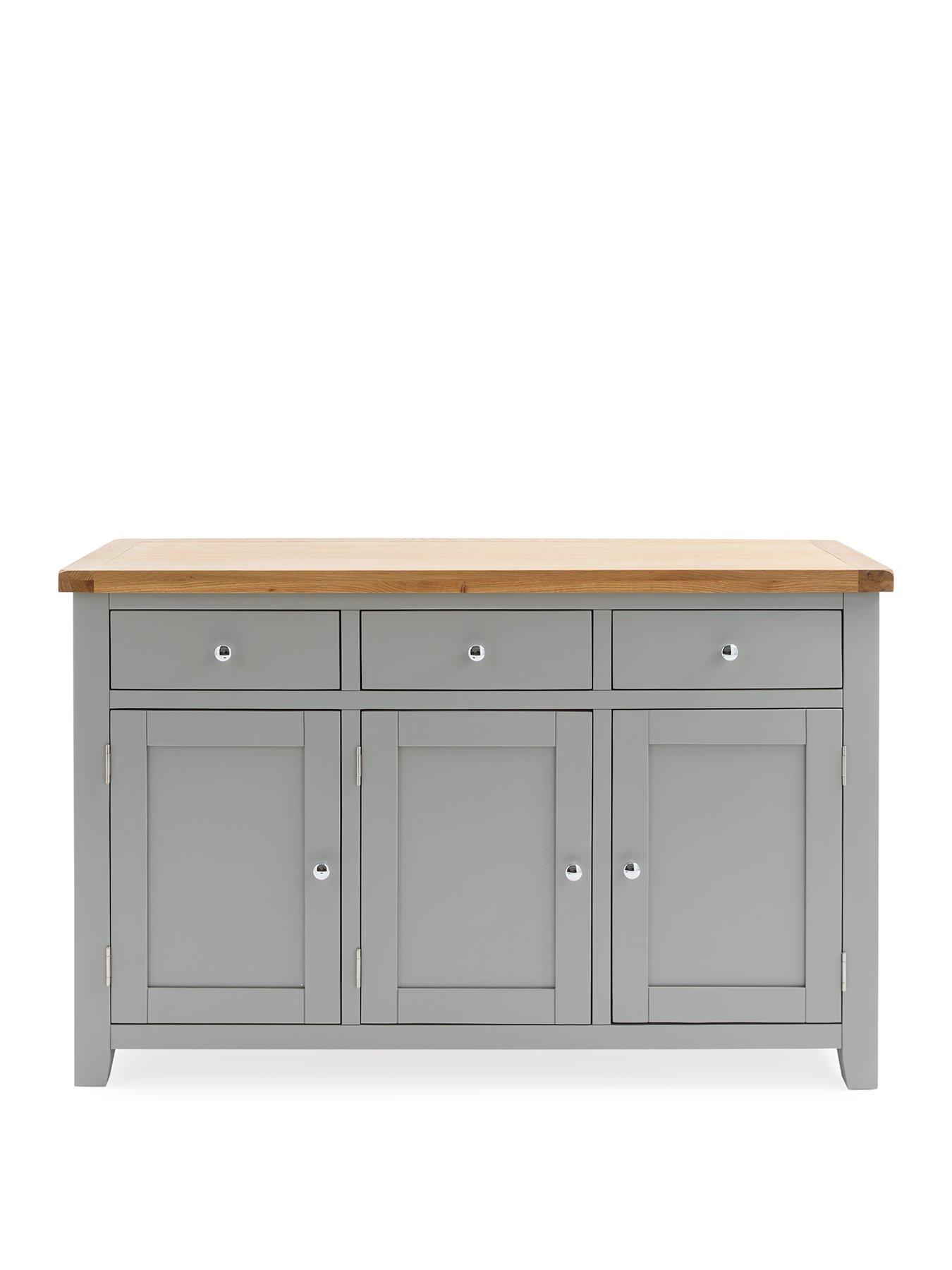 Image 2 of 7 of The Very Collection Hamilton Ready Assembled 3 Door, 3 Drawer Sideboard - Dark&nbsp;Grey/Oak - contains Solid Wood