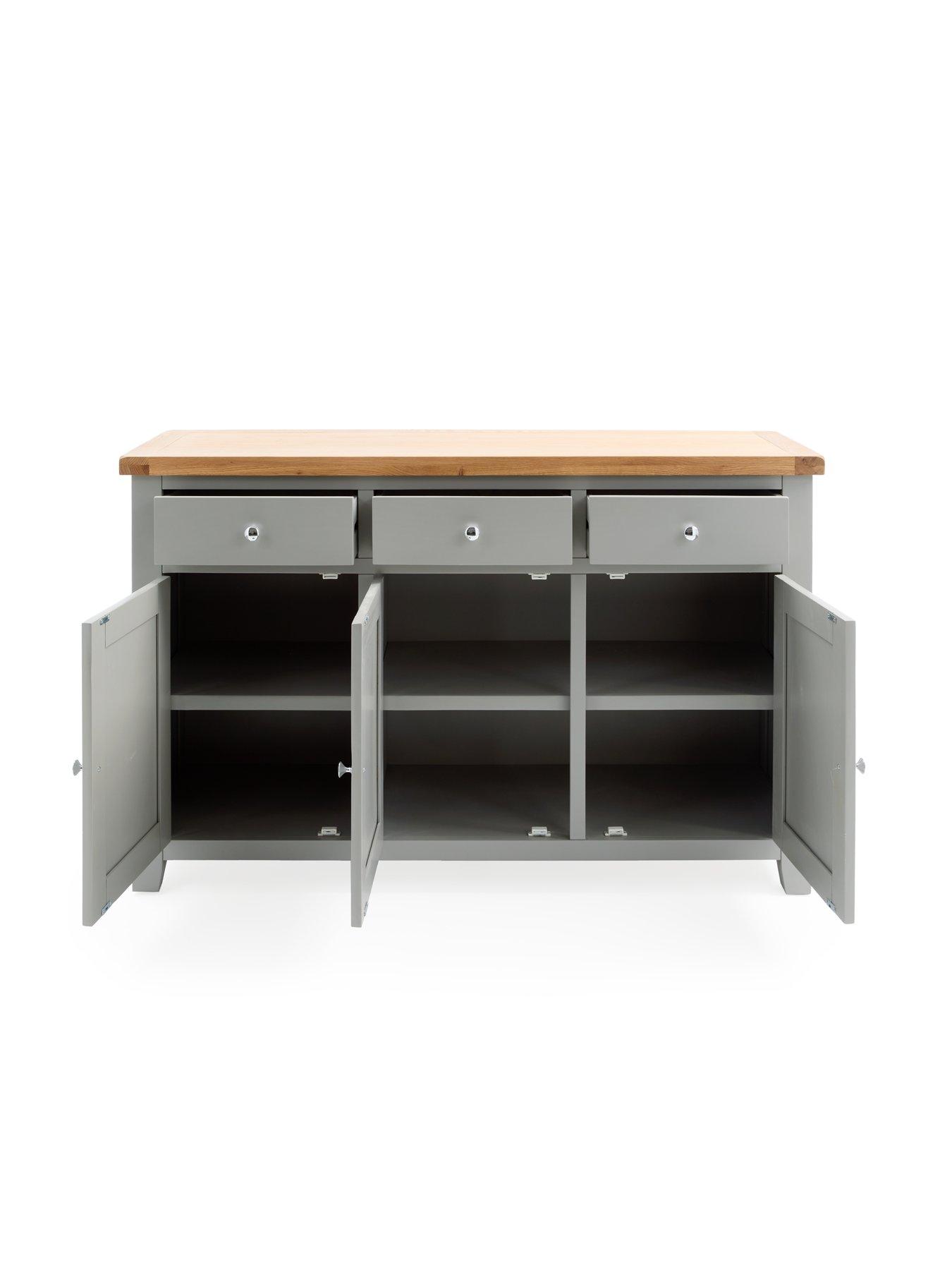 Image 4 of 7 of The Very Collection Hamilton Ready Assembled 3 Door, 3 Drawer Sideboard - Dark&nbsp;Grey/Oak - contains Solid Wood
