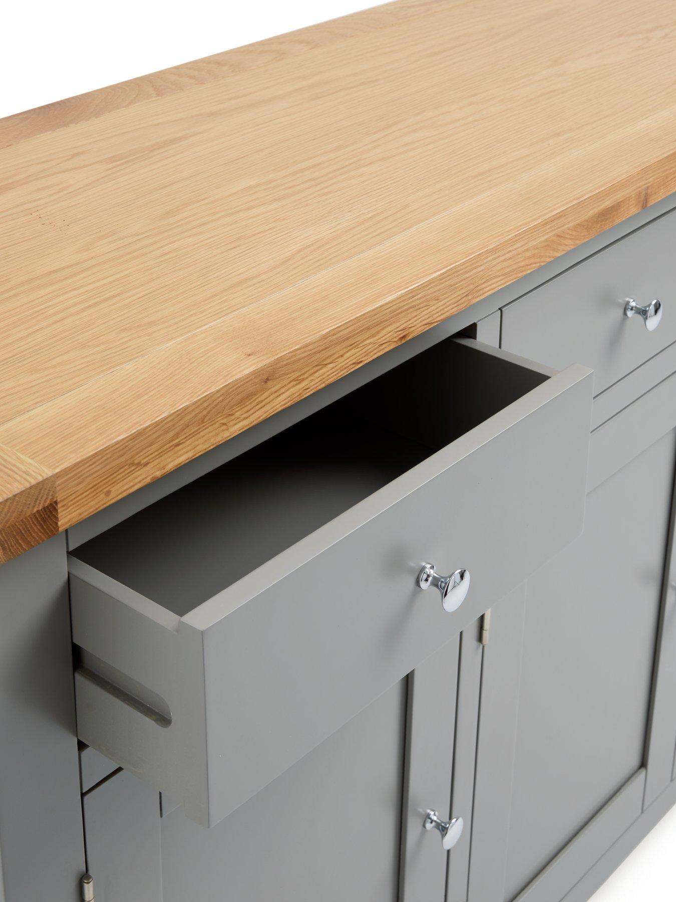 Image 5 of 7 of The Very Collection Hamilton Ready Assembled 3 Door, 3 Drawer Sideboard - Dark&nbsp;Grey/Oak - contains Solid Wood