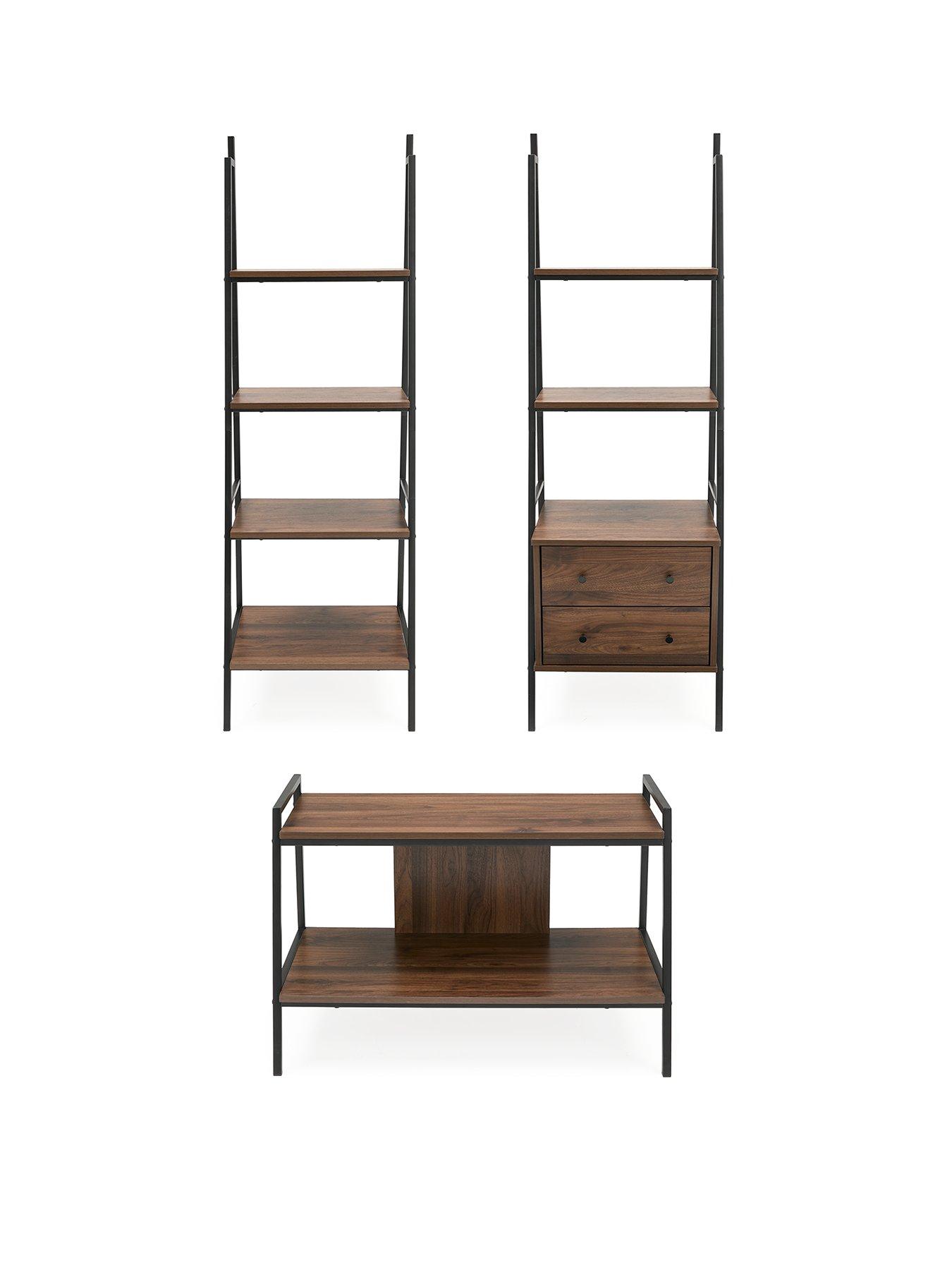 very-home-otis-3-piecenbspfurniture-set-4-tier-ladder-shelf-nbsp2-drawer-3-shelf-unit-tv-unit-fits-up-to-40-inch-tvnbsp--fsc-certifiedstillFront