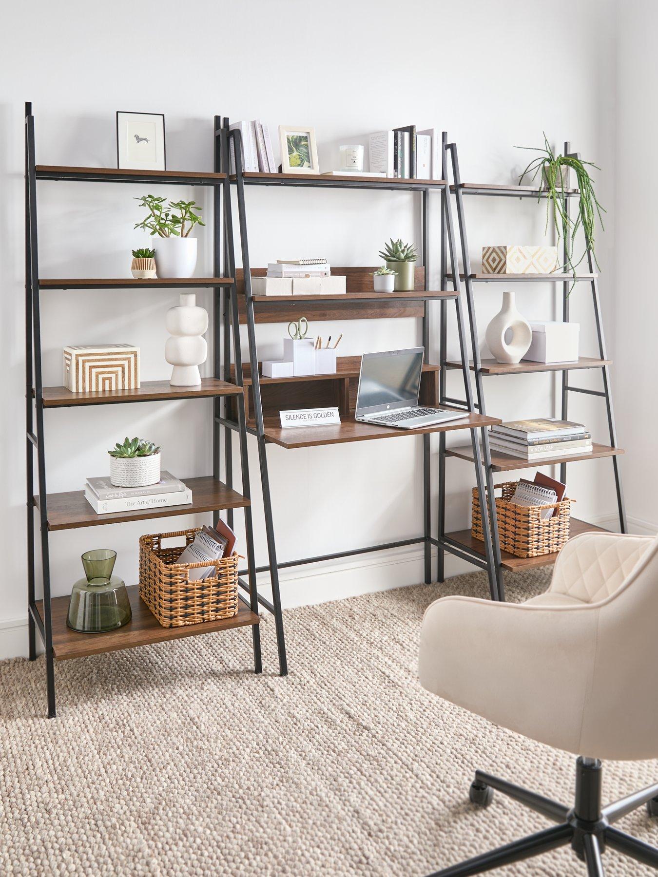 Very Home Otis 3 Piece Furniture Set - Pair of 5 Tier Ladder Shelf Units + Desk - FSC Certified