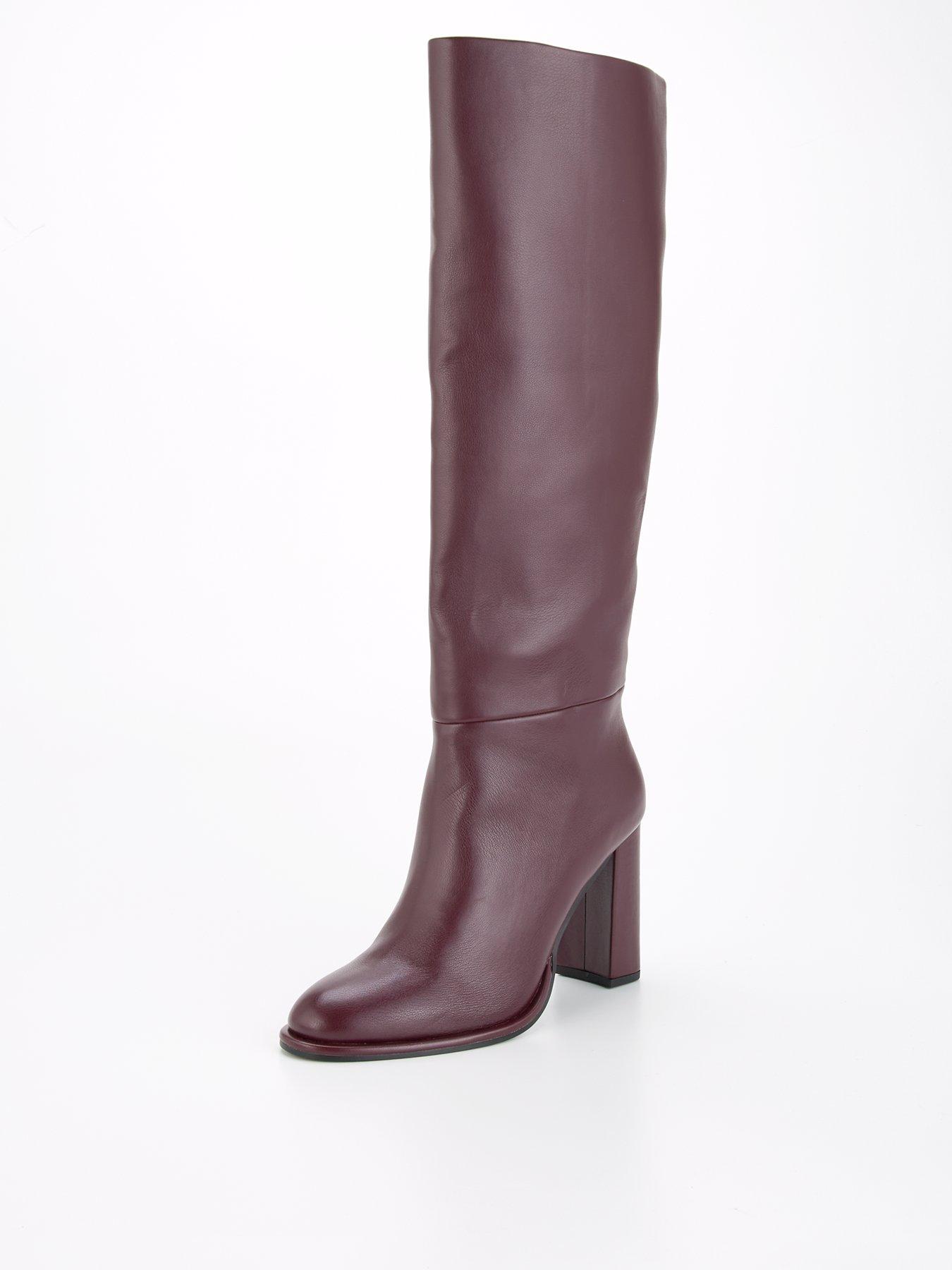 Image 2 of 7 of V by Very Block Heel Straight Leg Knee Boot - Burgundy
