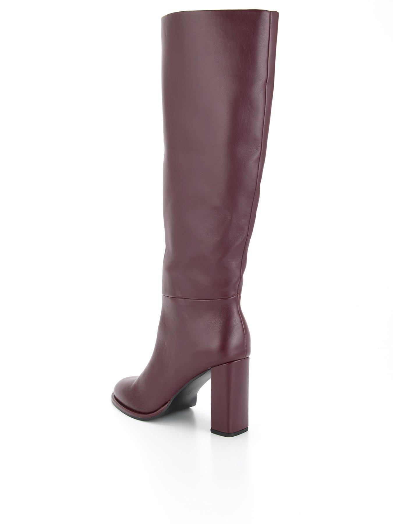 Image 3 of 7 of V by Very Block Heel Straight Leg Knee Boot - Burgundy