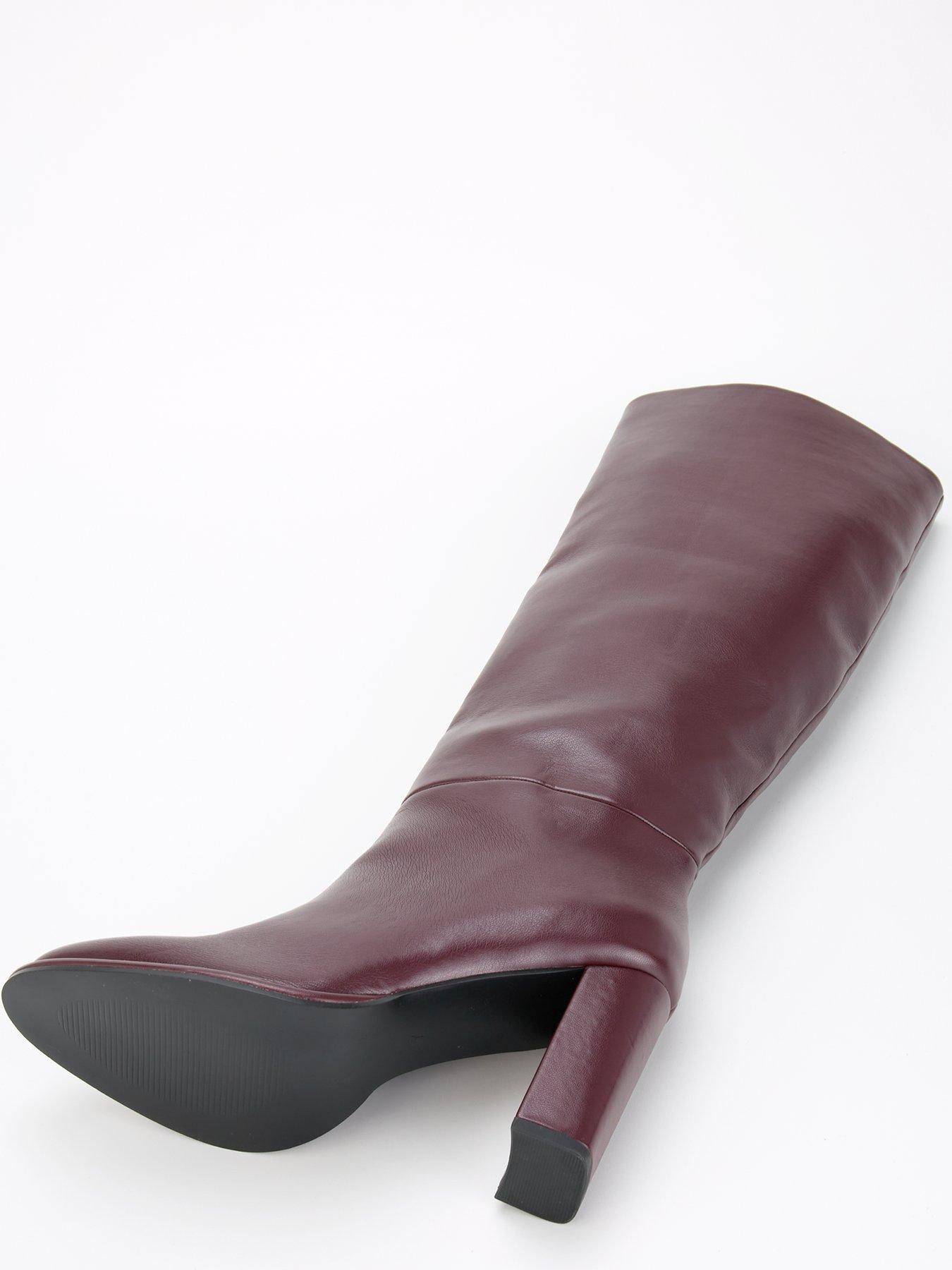 Image 5 of 7 of V by Very Block Heel Straight Leg Knee Boot - Burgundy