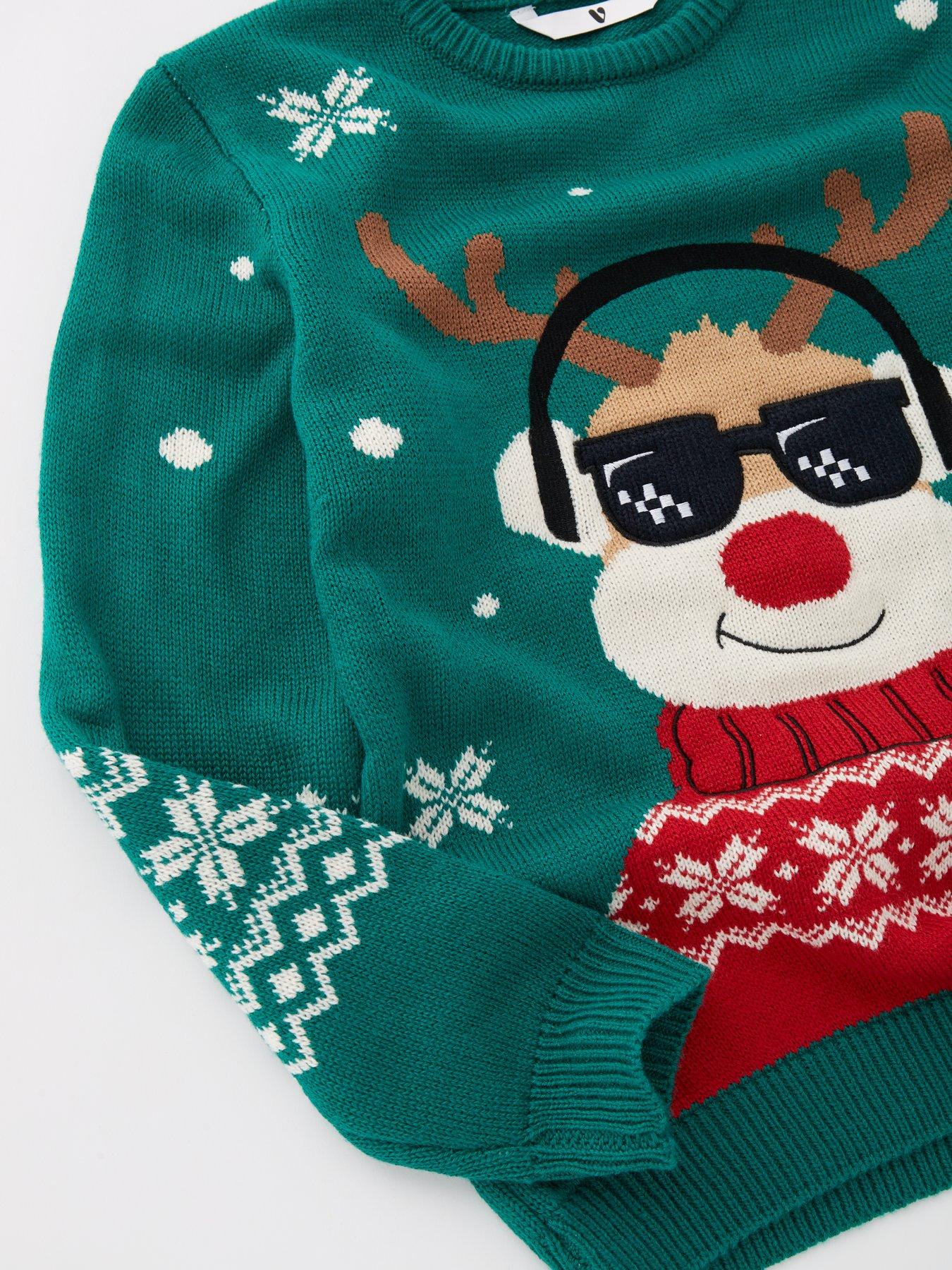 v-by-very-boys-rudolph-jumper-greendetail