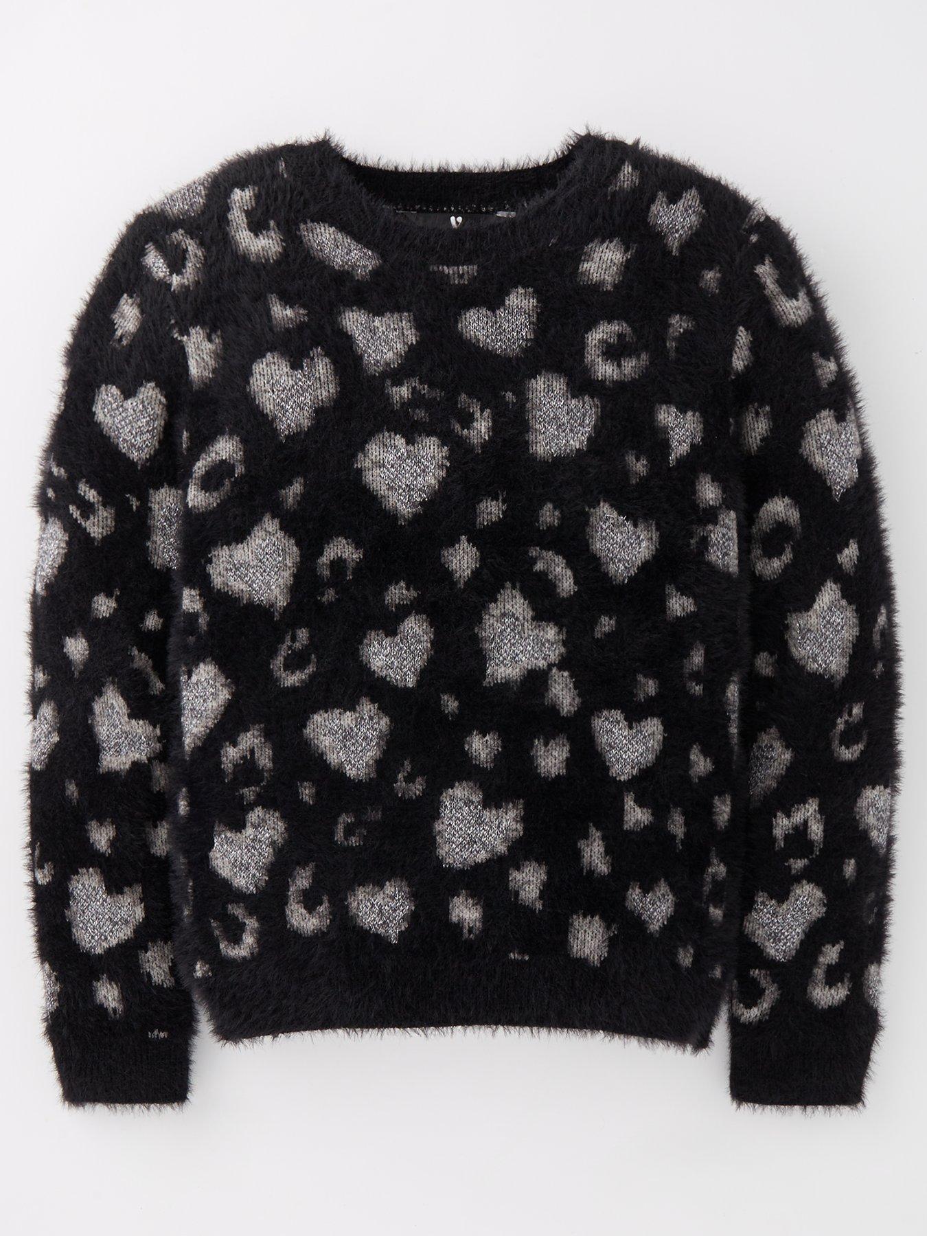 Image 1 of 4 of V by Very Girls Lurex Animal Knitted Jumper - Black