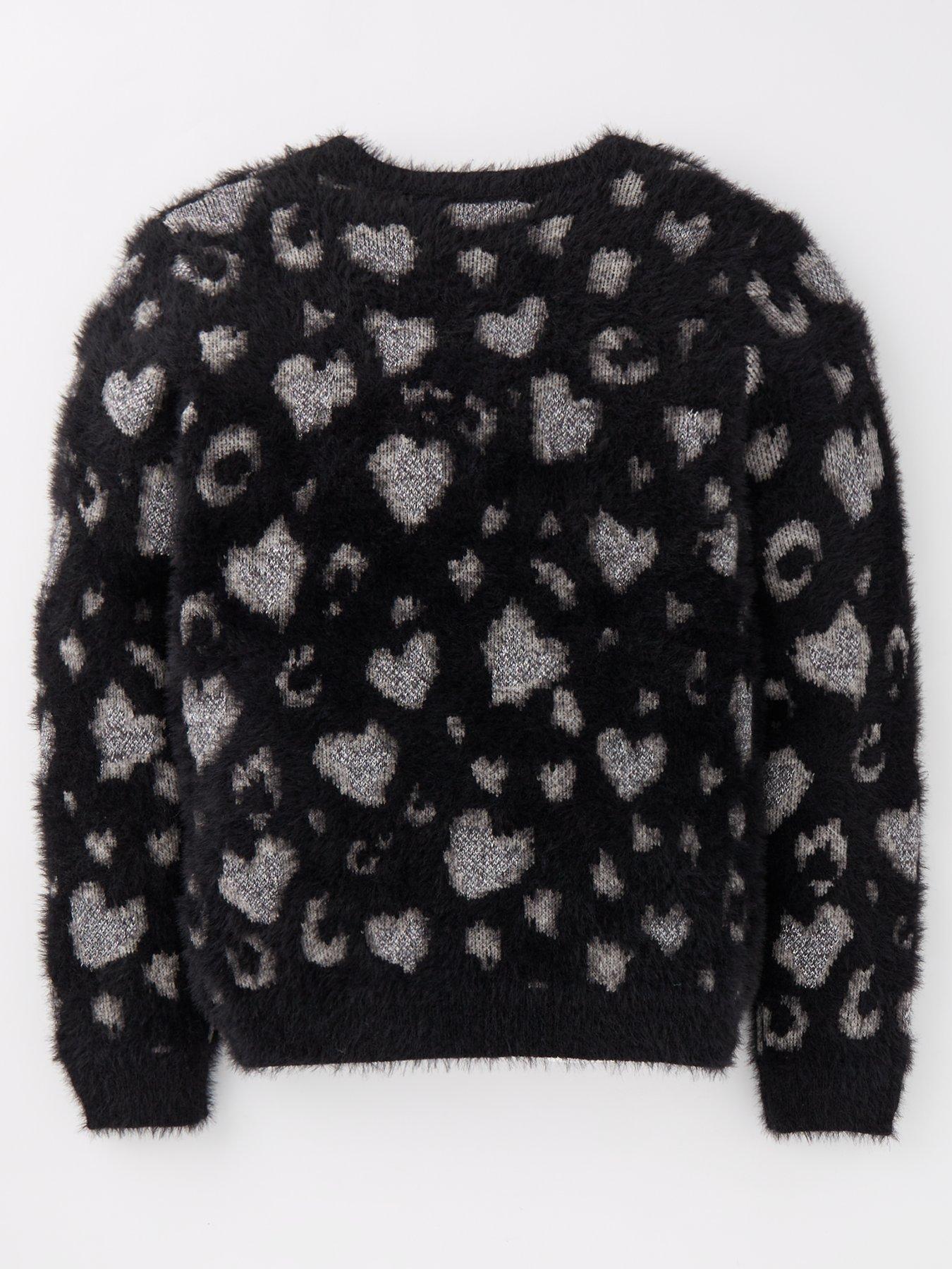 Image 2 of 4 of V by Very Girls Lurex Animal Knitted Jumper - Black