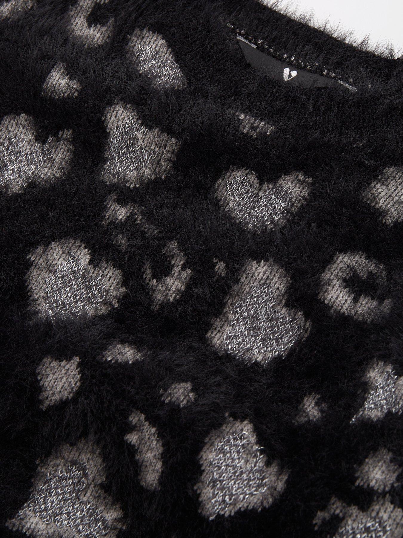 Image 3 of 4 of V by Very Girls Lurex Animal Knitted Jumper - Black