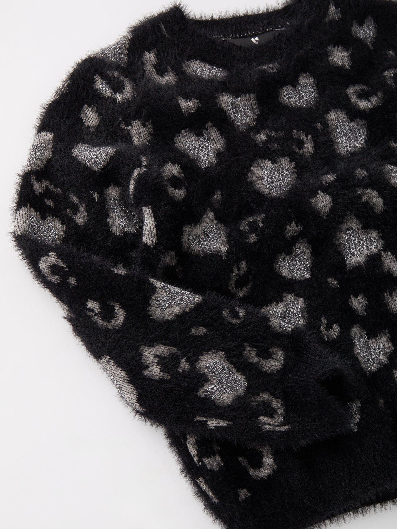 Image 4 of 4 of V by Very Girls Lurex Animal Knitted Jumper - Black