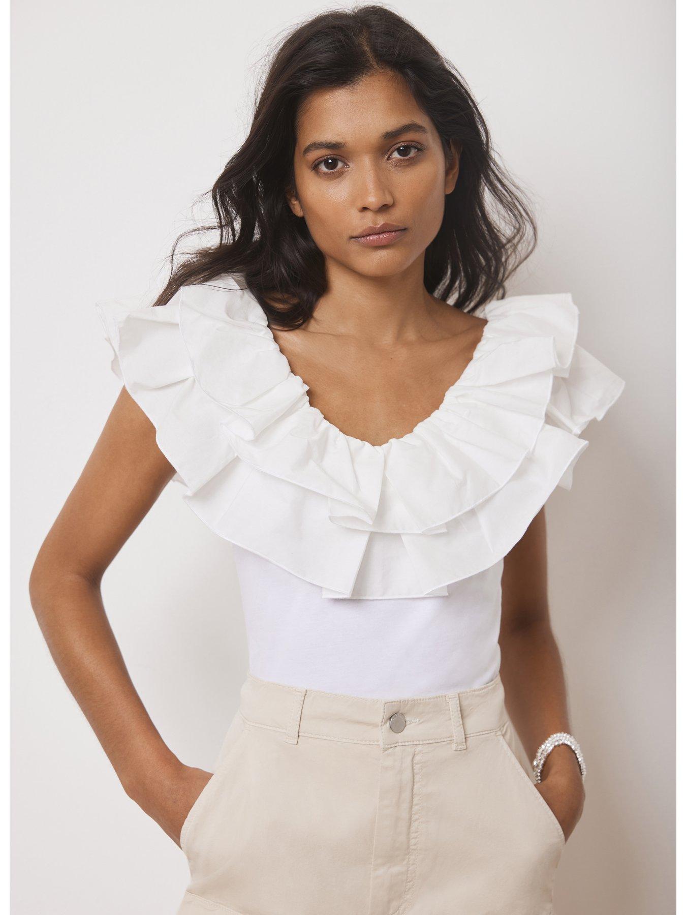 mint-velvet-white-ruffle-v-neck-veststillFront