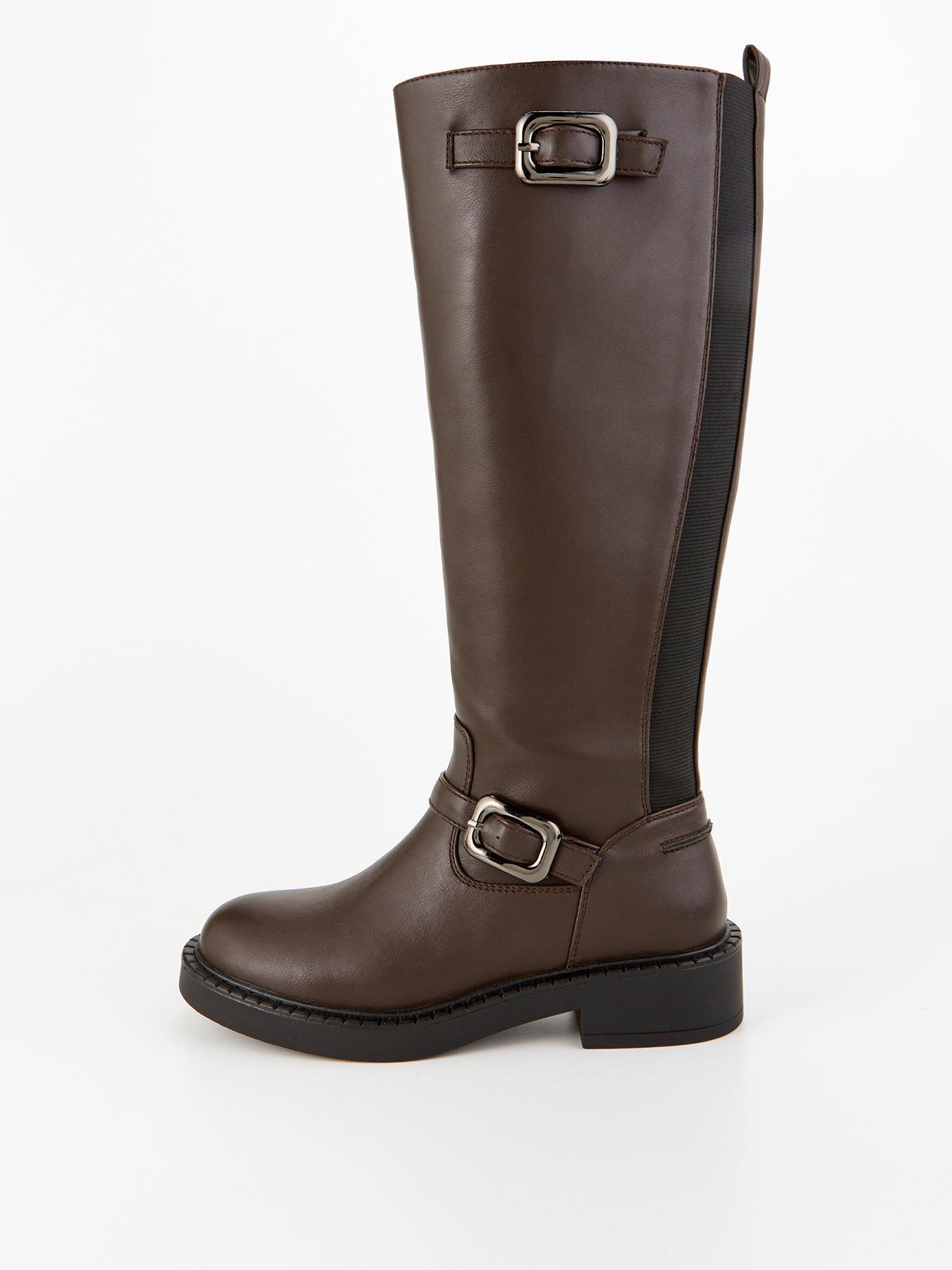 v-by-very-elastic-panel-buckle-knee-boot-brown