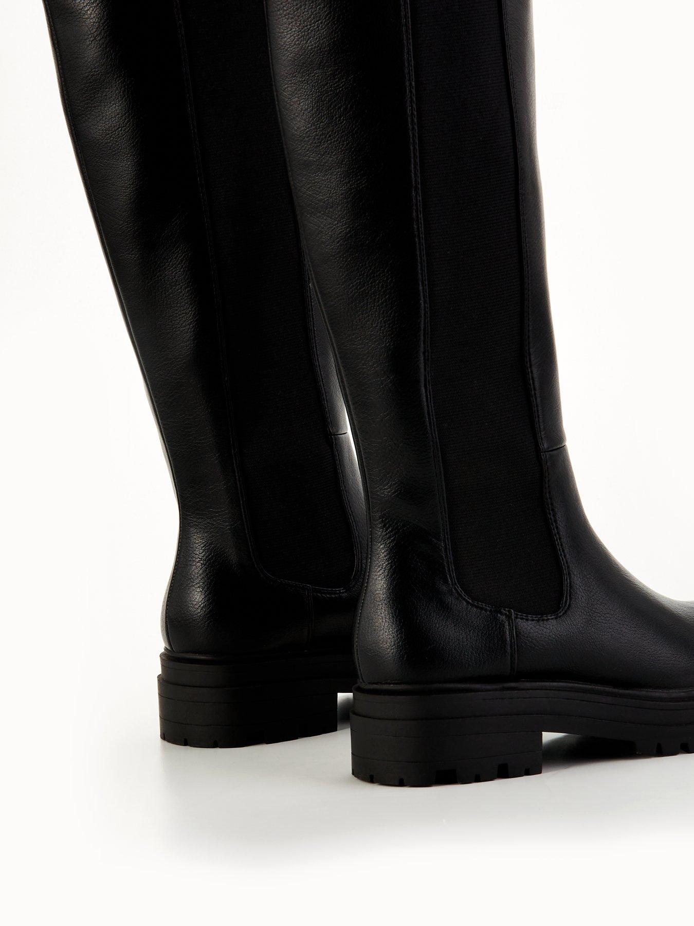 Image 7 of 7 of V by Very Flat Chunky Knee Boot with Gusset - Black