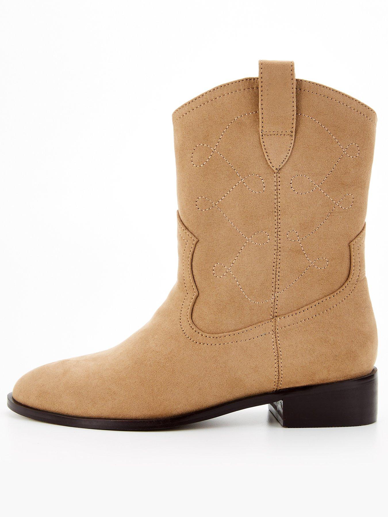 Image 1 of 7 of V by Very Flat Western Ankle Boot - Taupe