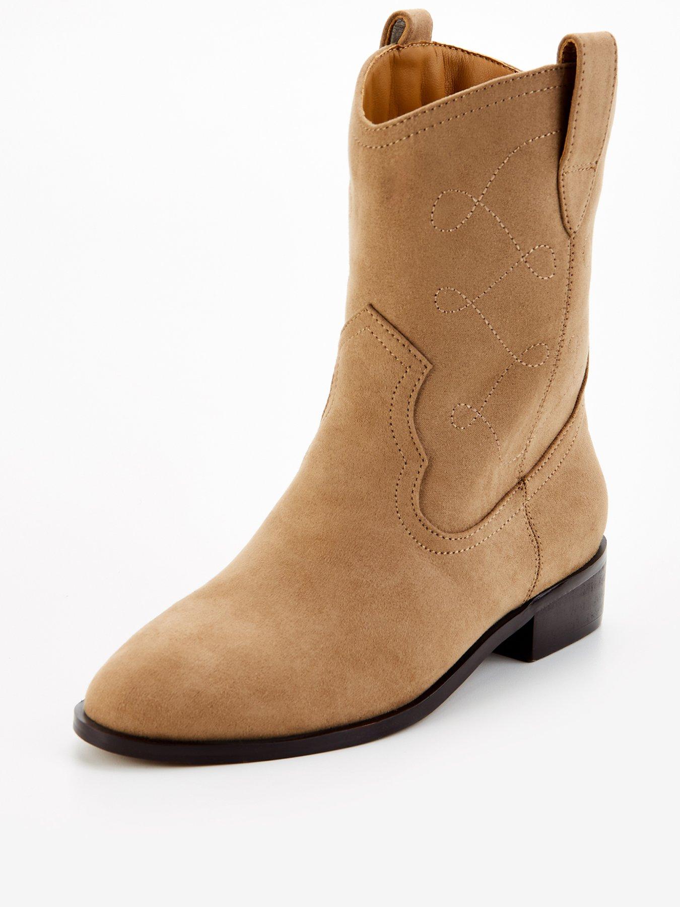 Image 2 of 7 of V by Very Flat Western Ankle Boot - Taupe