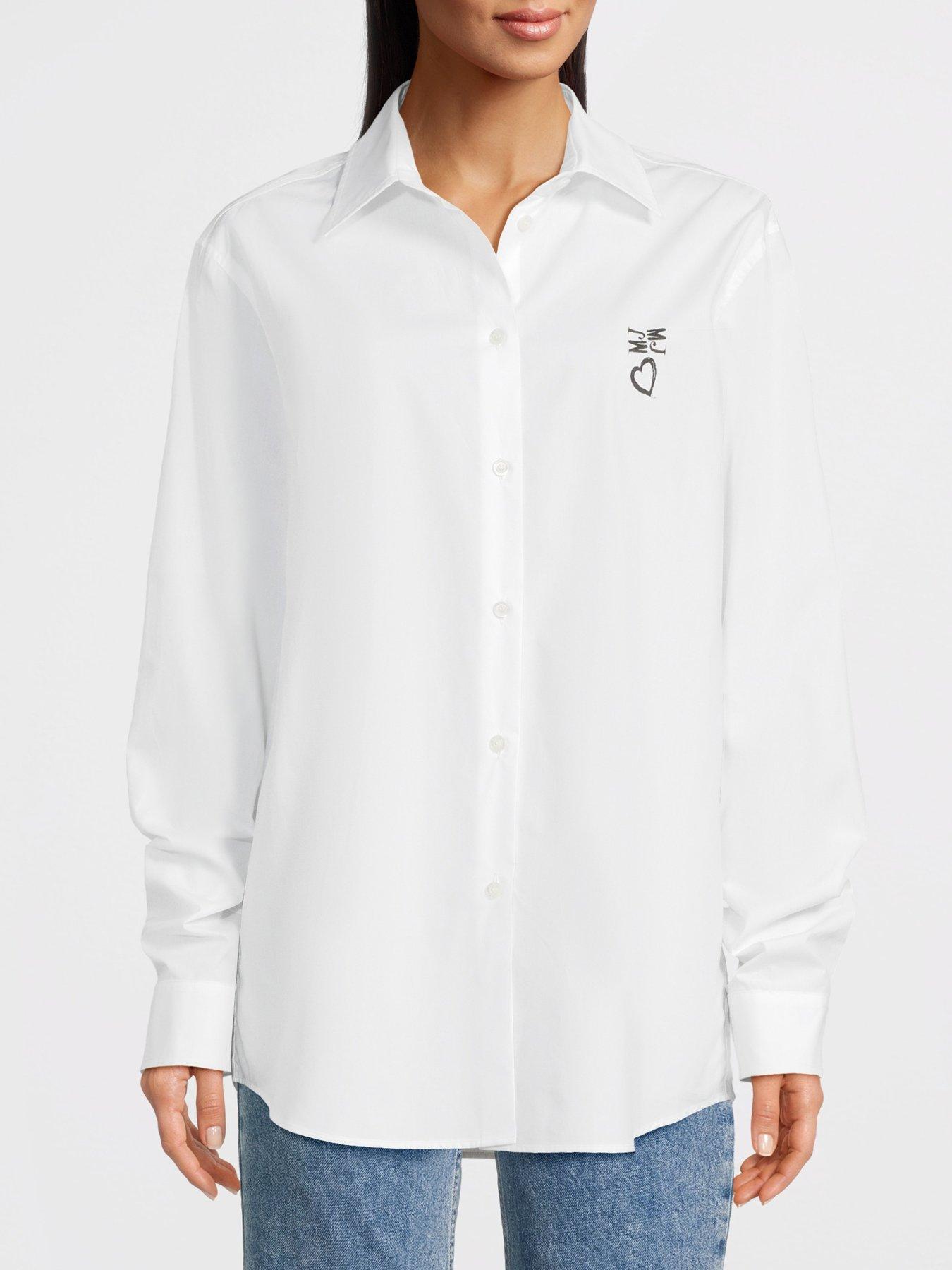 undefined Logo Long Sleeve Button Down Shirt - White