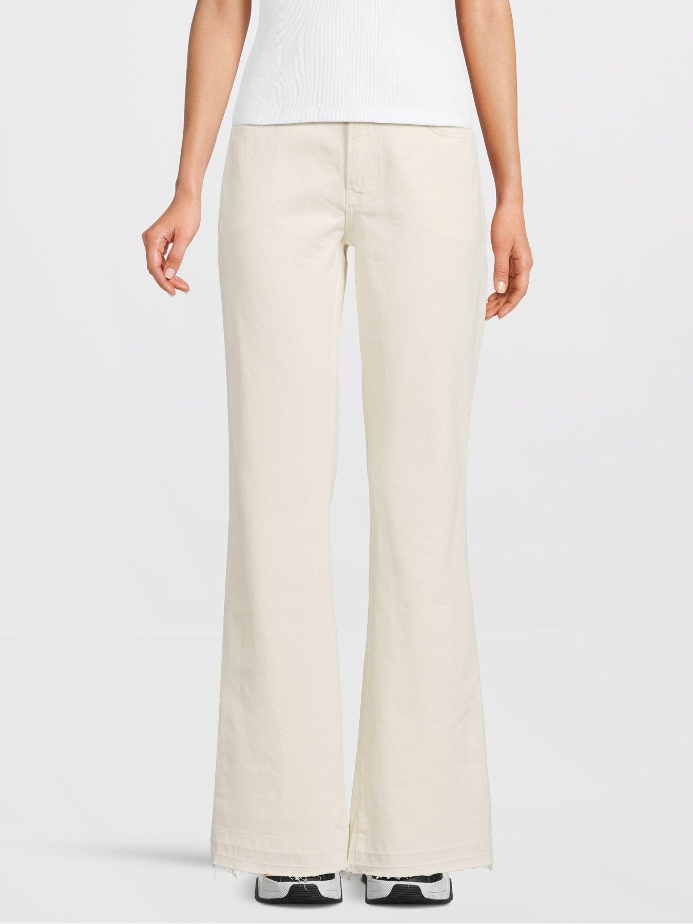 undefined High Waist Straight Leg Jeans - Off White