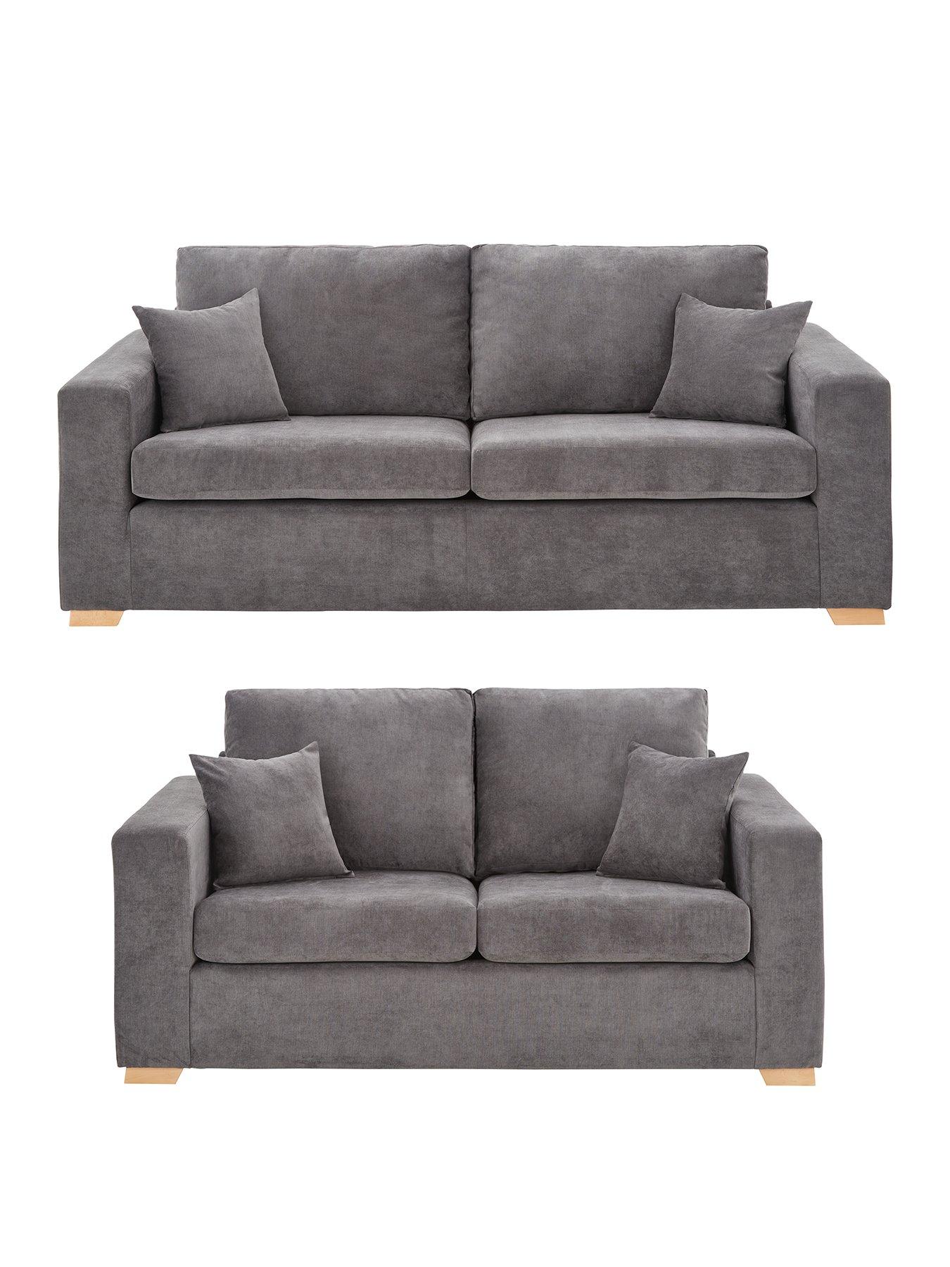 Very Home Valencia 3 + 2 Seater Fabric Sofa Set (Buy  &  SAVE!) - Grey