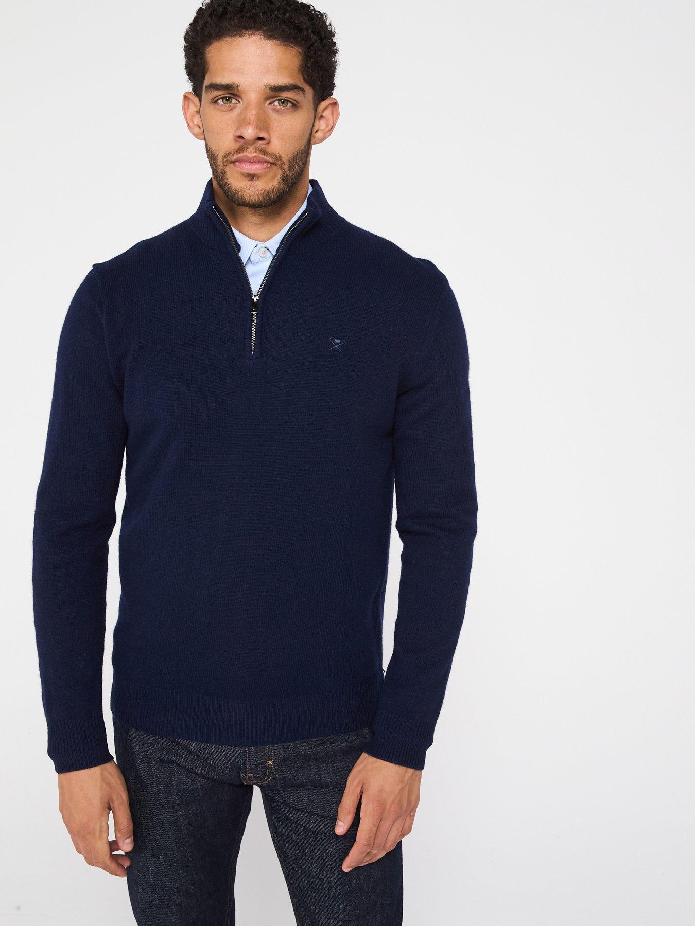 hackett-lambswool-half-zip-knitted-jumper-navy