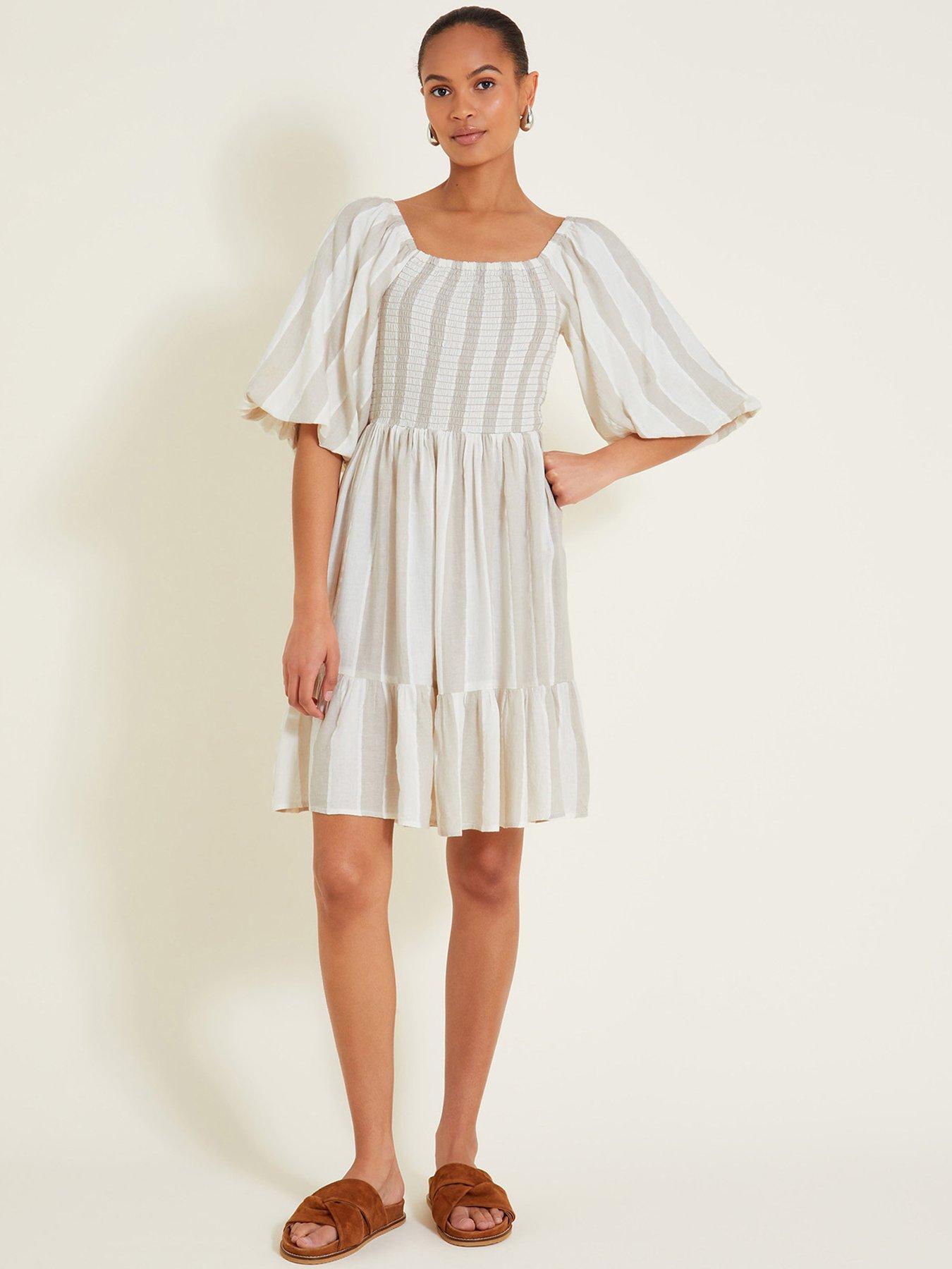 monsoon-lila-stripe-dress-beige