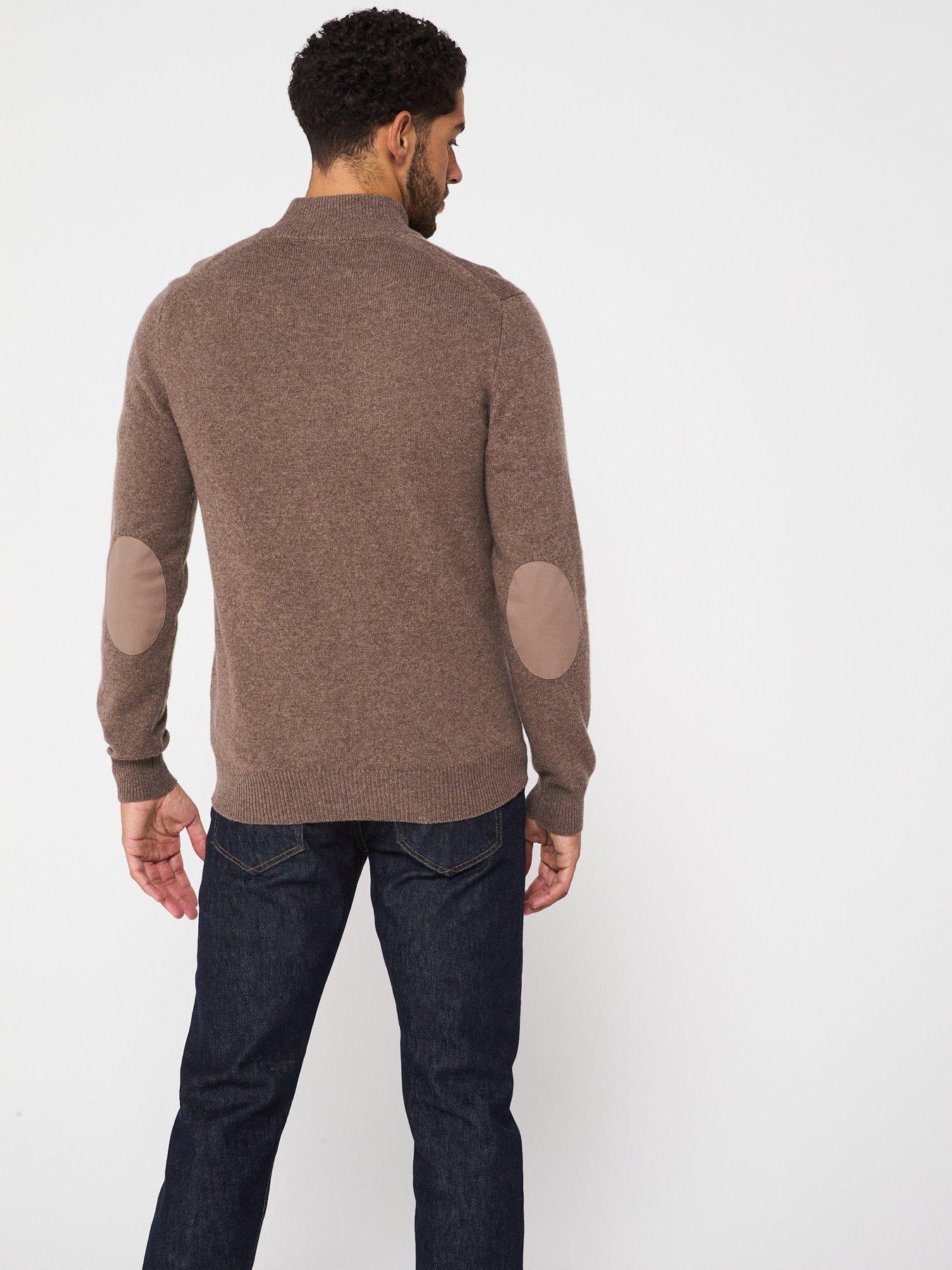 hackett-lambswool-half-zip-knitted-jumper-dark-naturalstillFront