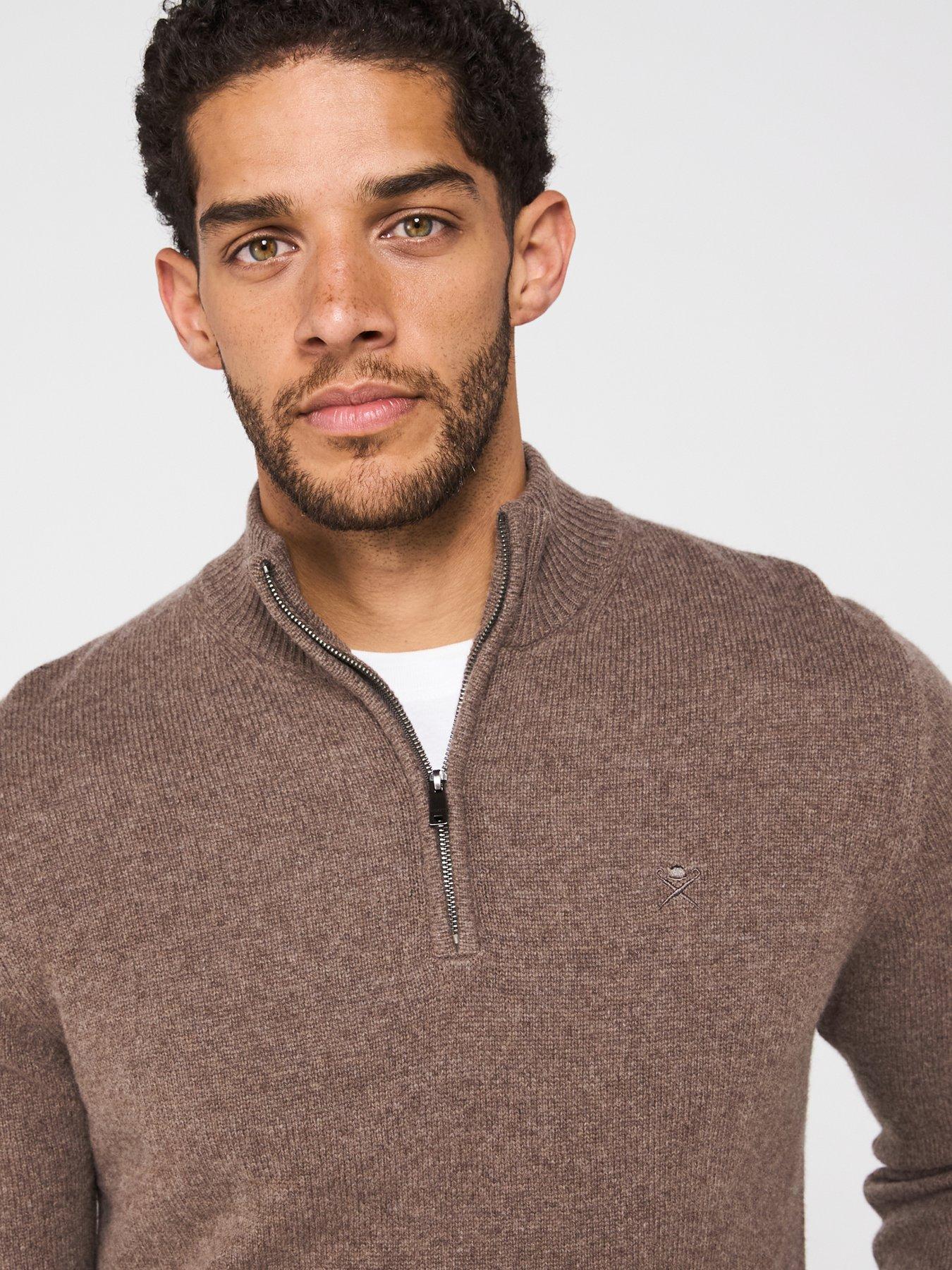 hackett-lambswool-half-zip-knitted-jumper-dark-naturaloutfit