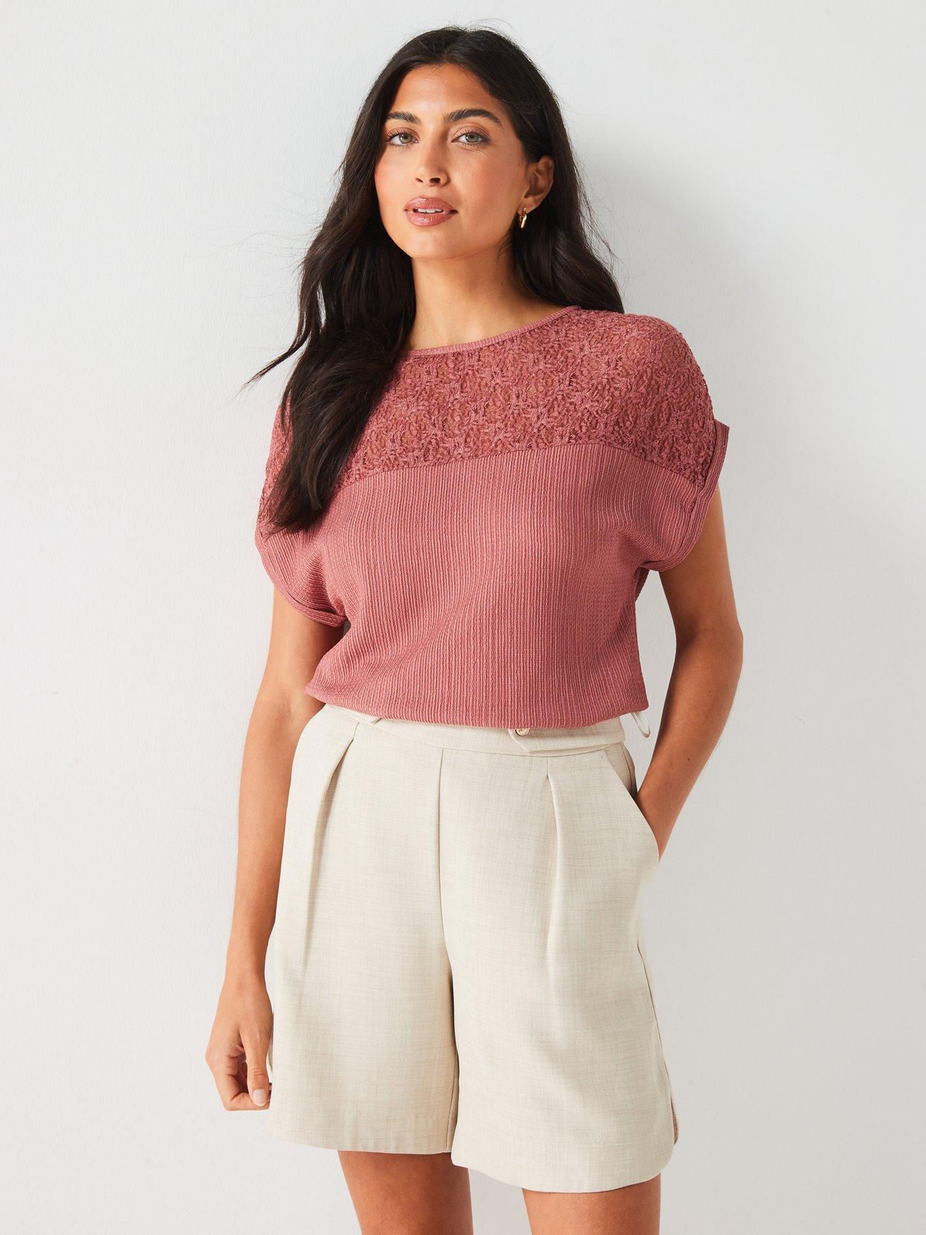 v-by-very-lace-panel-top-rose-pinkdetail