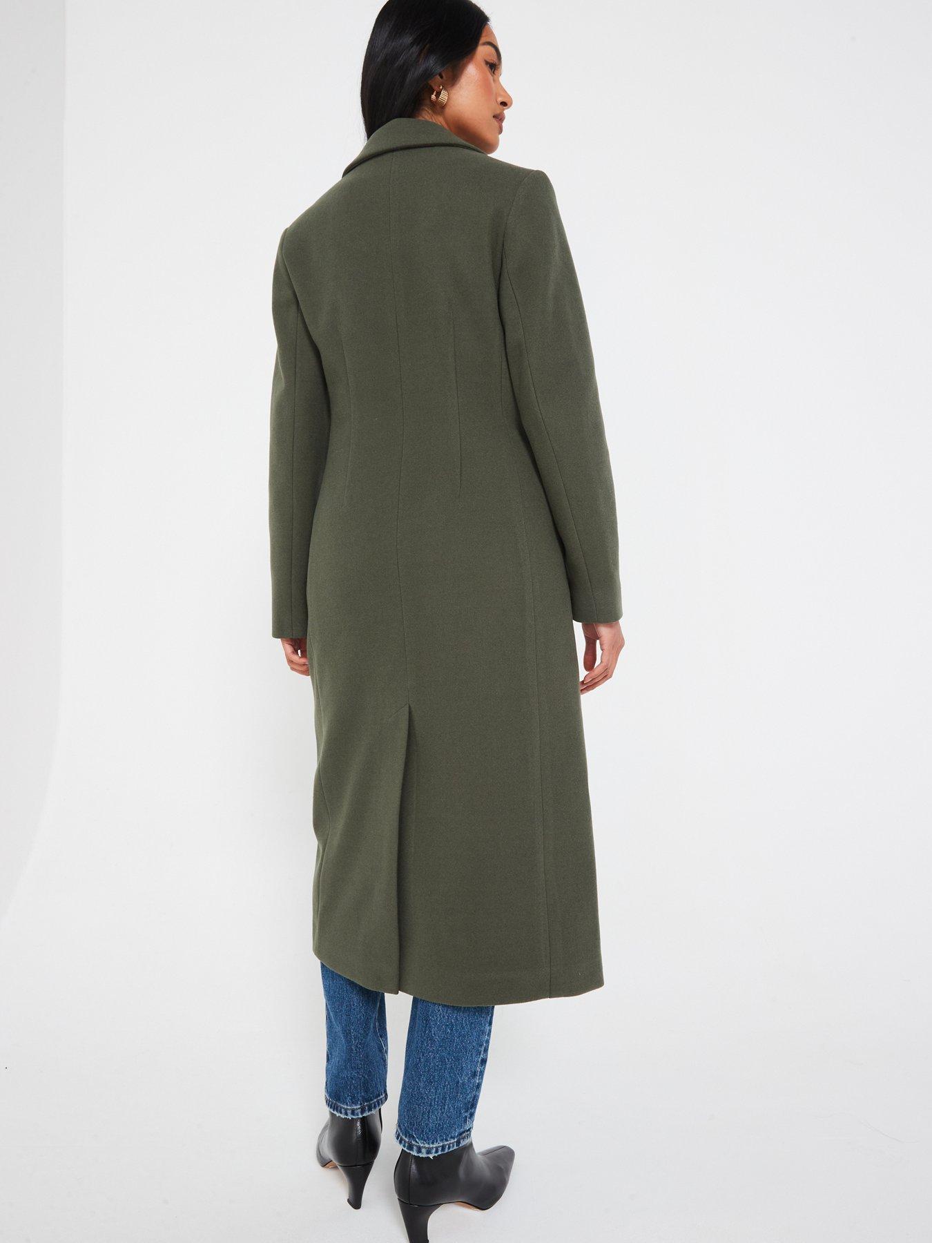 v-by-very-longline-db-coat-olivestillFront