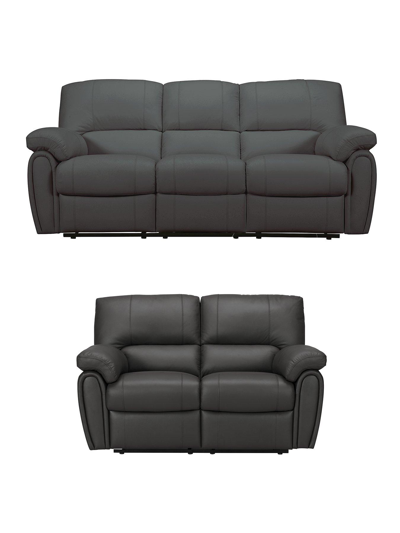 undefined Leighton Leather/Faux Leather 3 + 2 Seater Manual Recliner High Back Sofa Set (Buy  &  SAVE!)