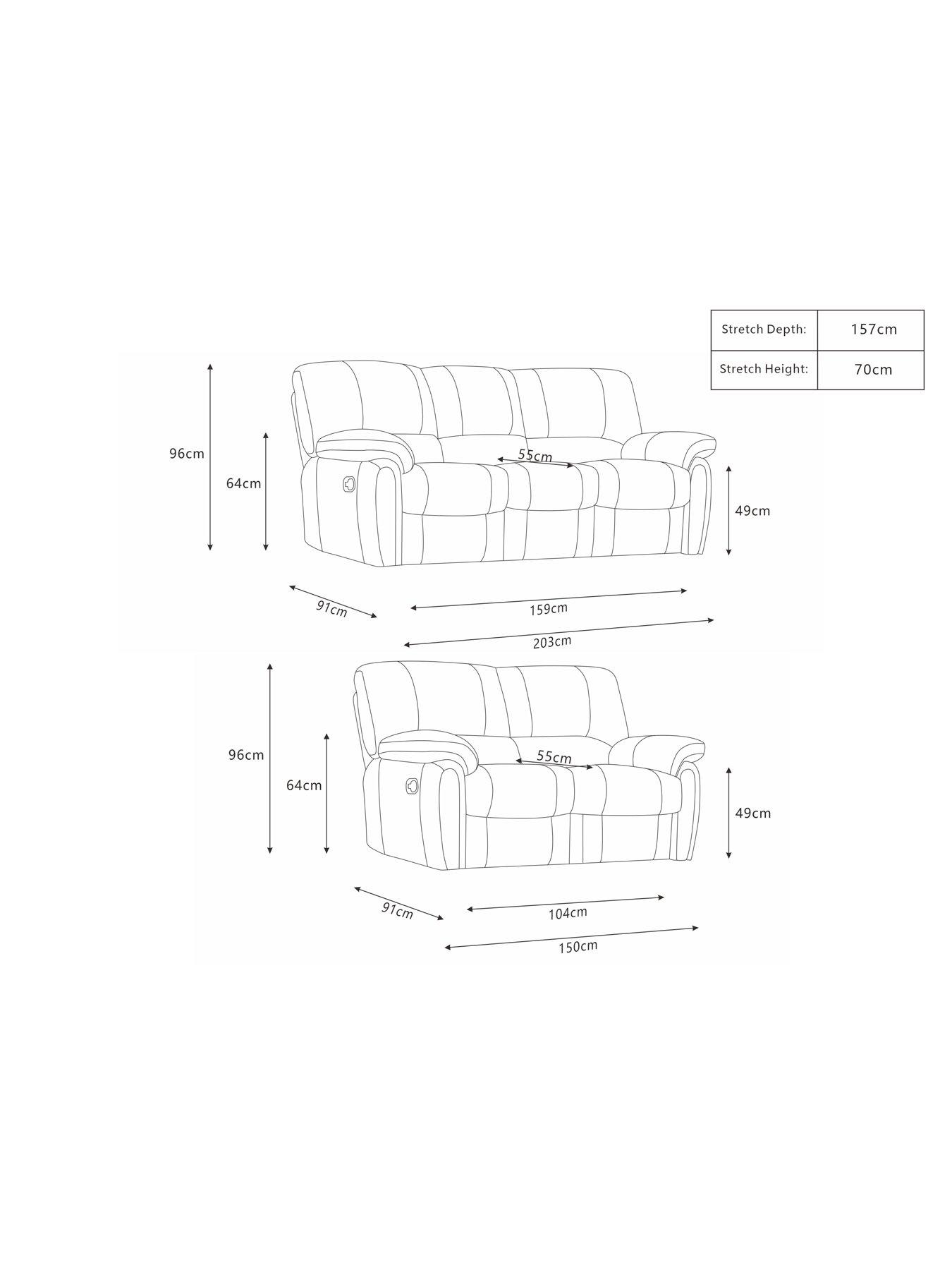 Image 5 of 5 of The Very Collection Leighton Leather/Faux Leather 3 + 2 Seater Manual Recliner High Back Sofa Set (Buy &amp; SAVE!) - FSC&reg; Certified