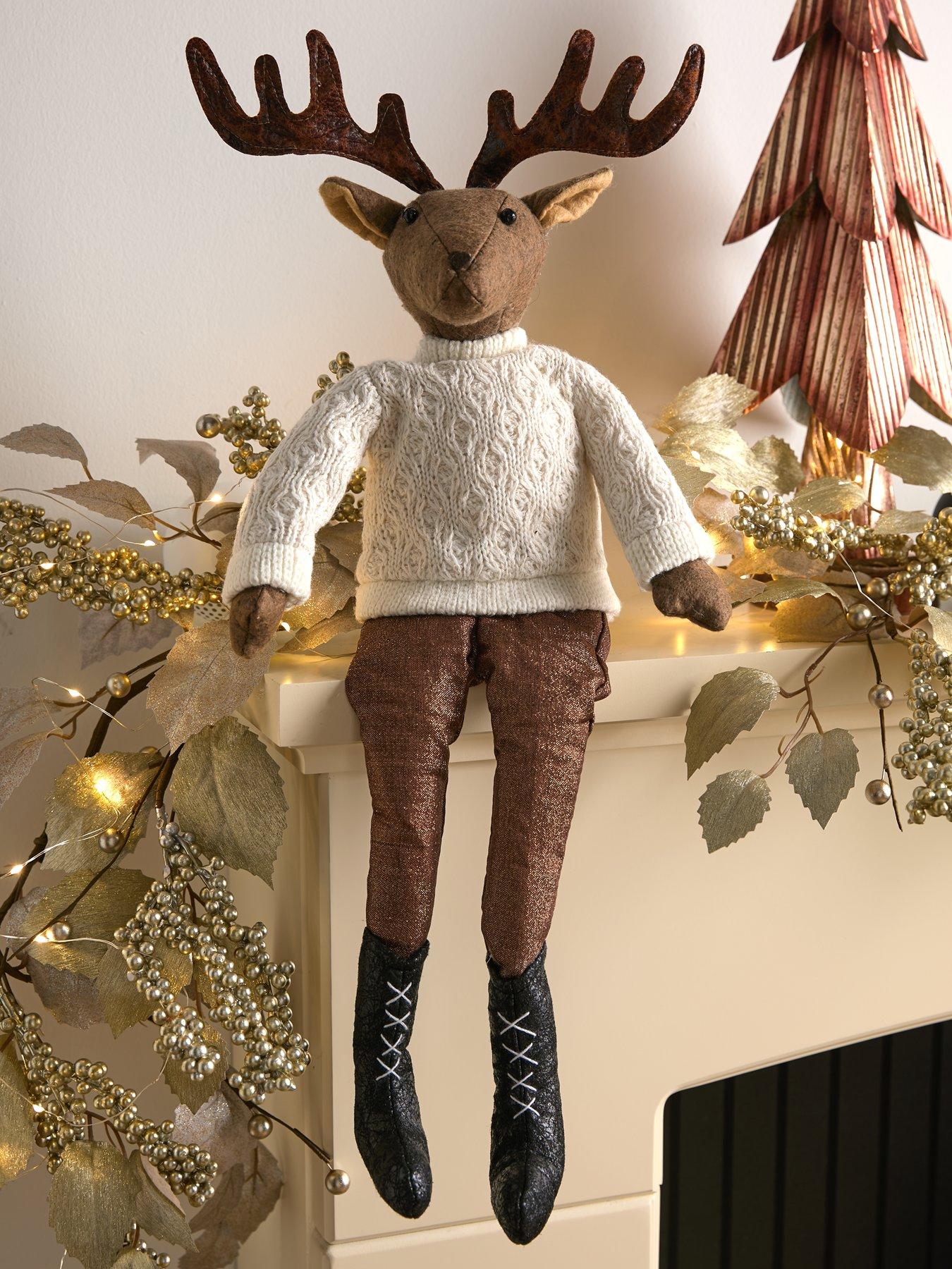 festive-48nbspcm-brown-sitting-reindeer-with-jumper-christmas-decoration