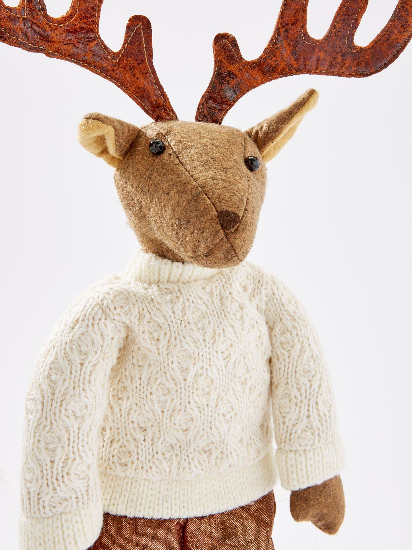 festive-48nbspcm-brown-sitting-reindeer-with-jumper-christmas-decorationback