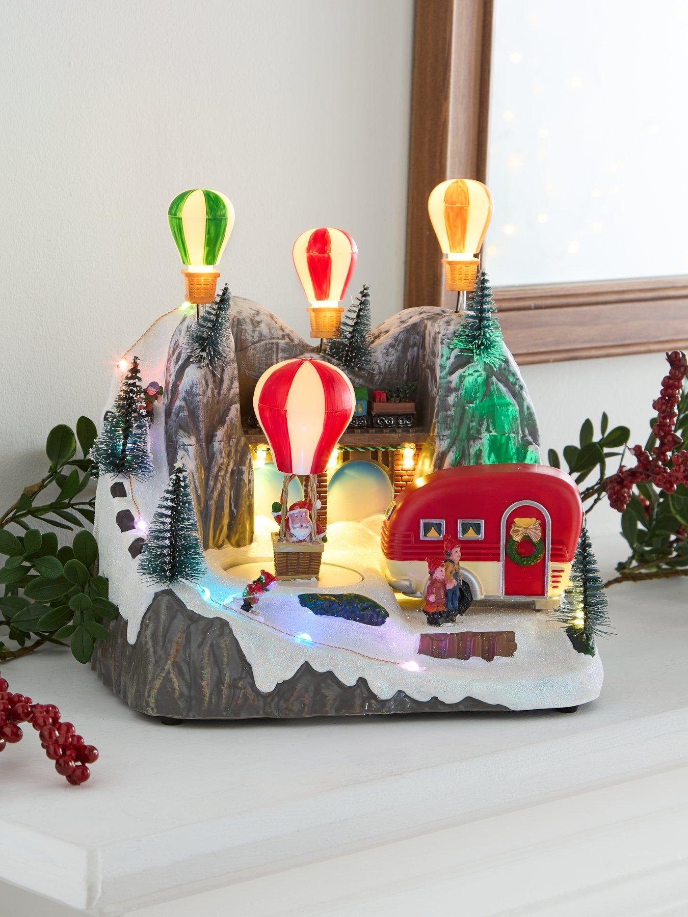 Festive 23 cm Lit Balloon Village Christmas Scene Decoration