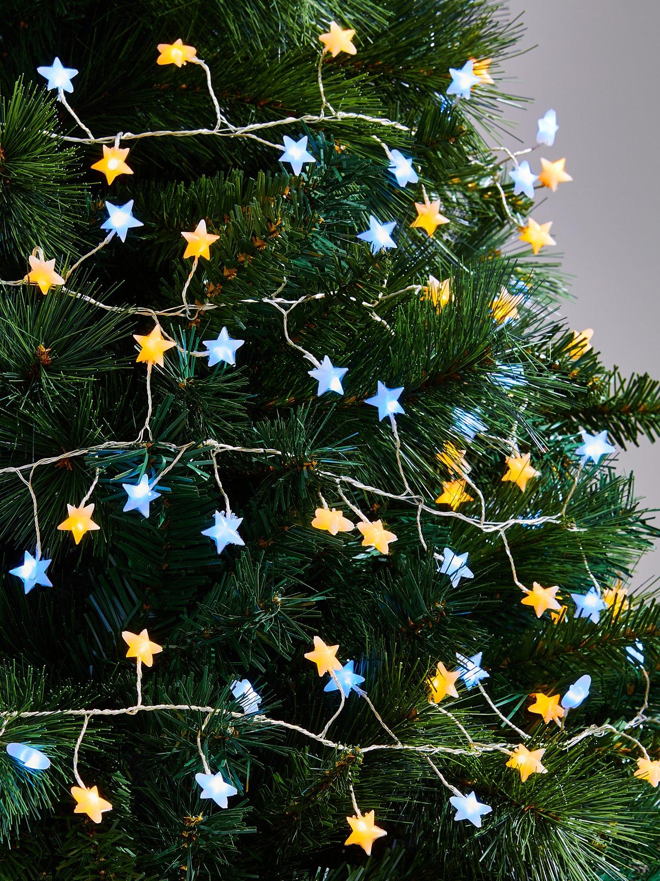 Festive 120 LED Star Cluster Christmas Lights - White/Warm White - 3M