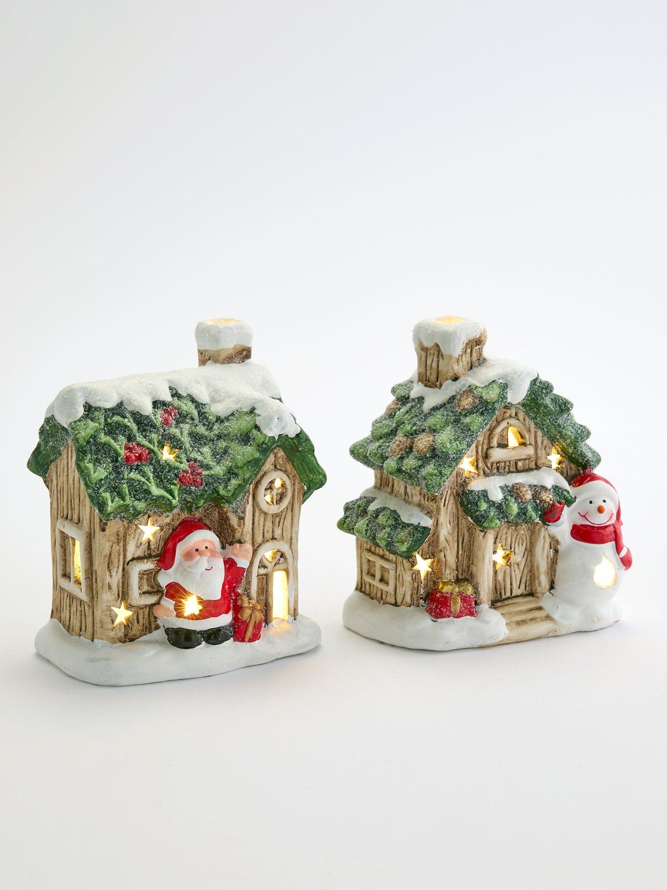 festive-set-of-2-litnbspceramic-santasnowman-house-christmas-decorations-16-cmstillFront