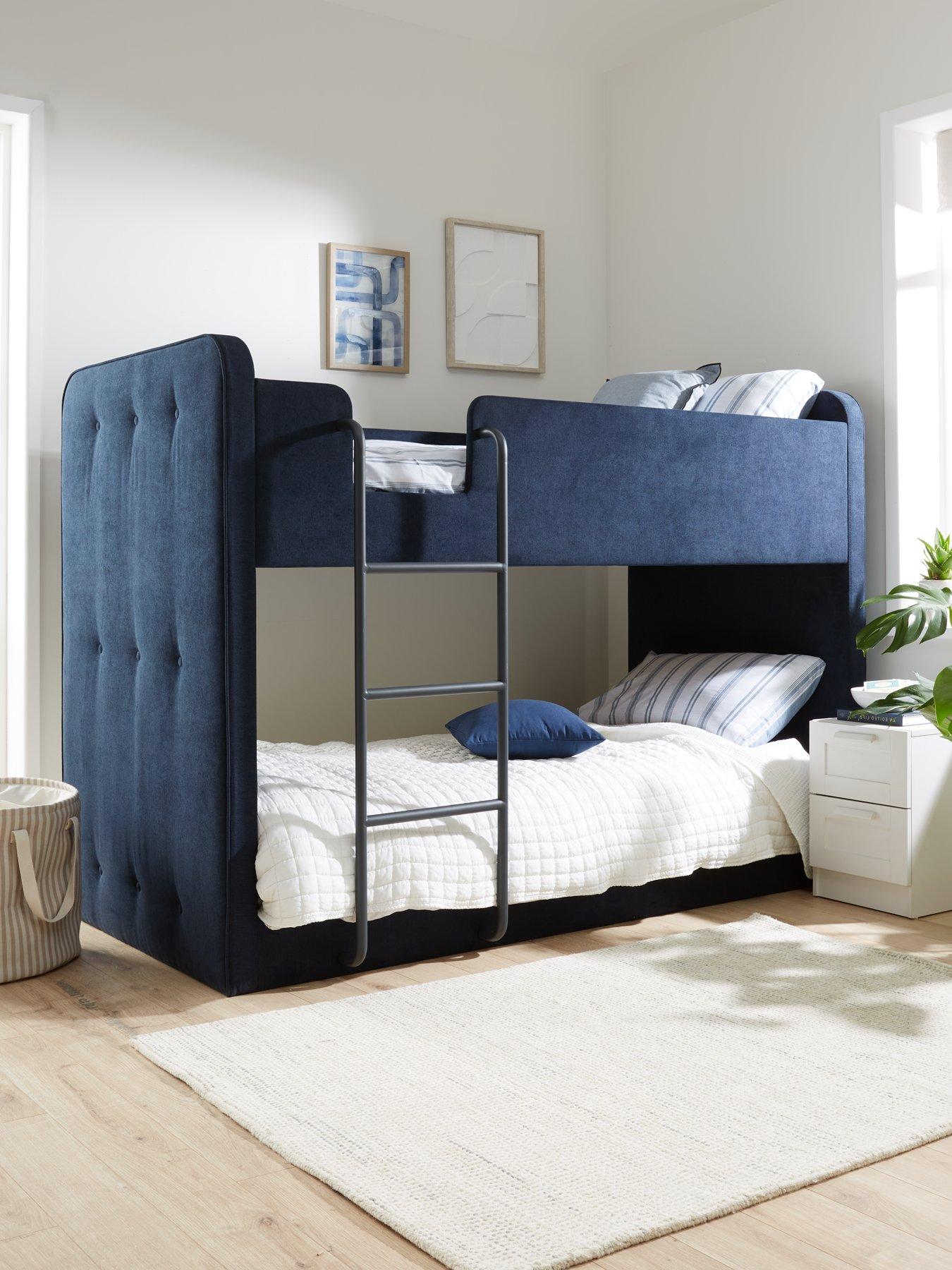 very-home-charlie-fabric-bunk-bed-with-mattress-options-buy-and-save-deep-bluefront