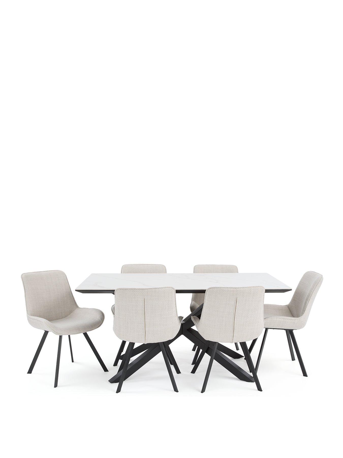 very-home-arabella-160-cm-rectangle-ceramic-top-diningnbsptable-6-arabella-chairs-blackwhitegrey-fscreg-certifiedstillFront