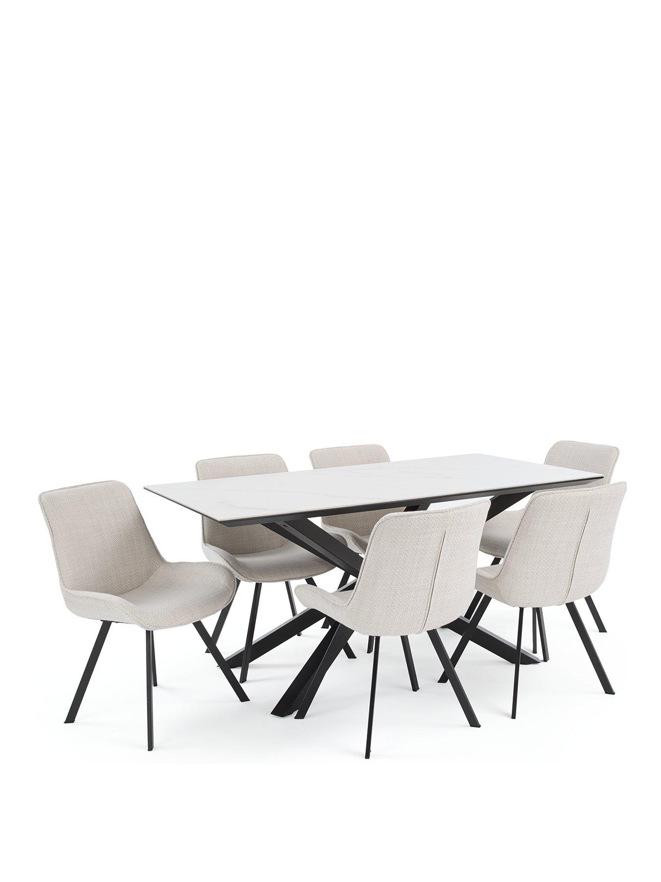 very-home-arabella-160-cm-rectangle-ceramic-top-diningnbsptable-6-arabella-chairs-blackwhitegrey-fscreg-certifiedback