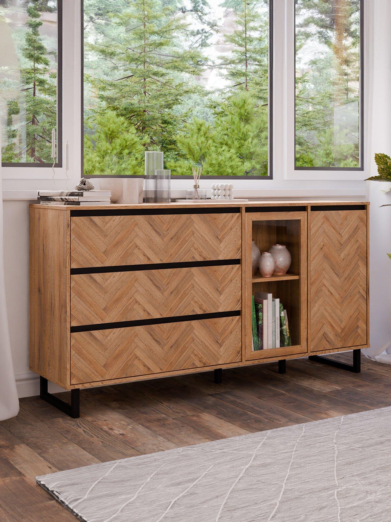 Image 1 of 7 of Very Home Nikomedes 2 Door, 3 Door&nbsp;Sideboard - Dark Oak