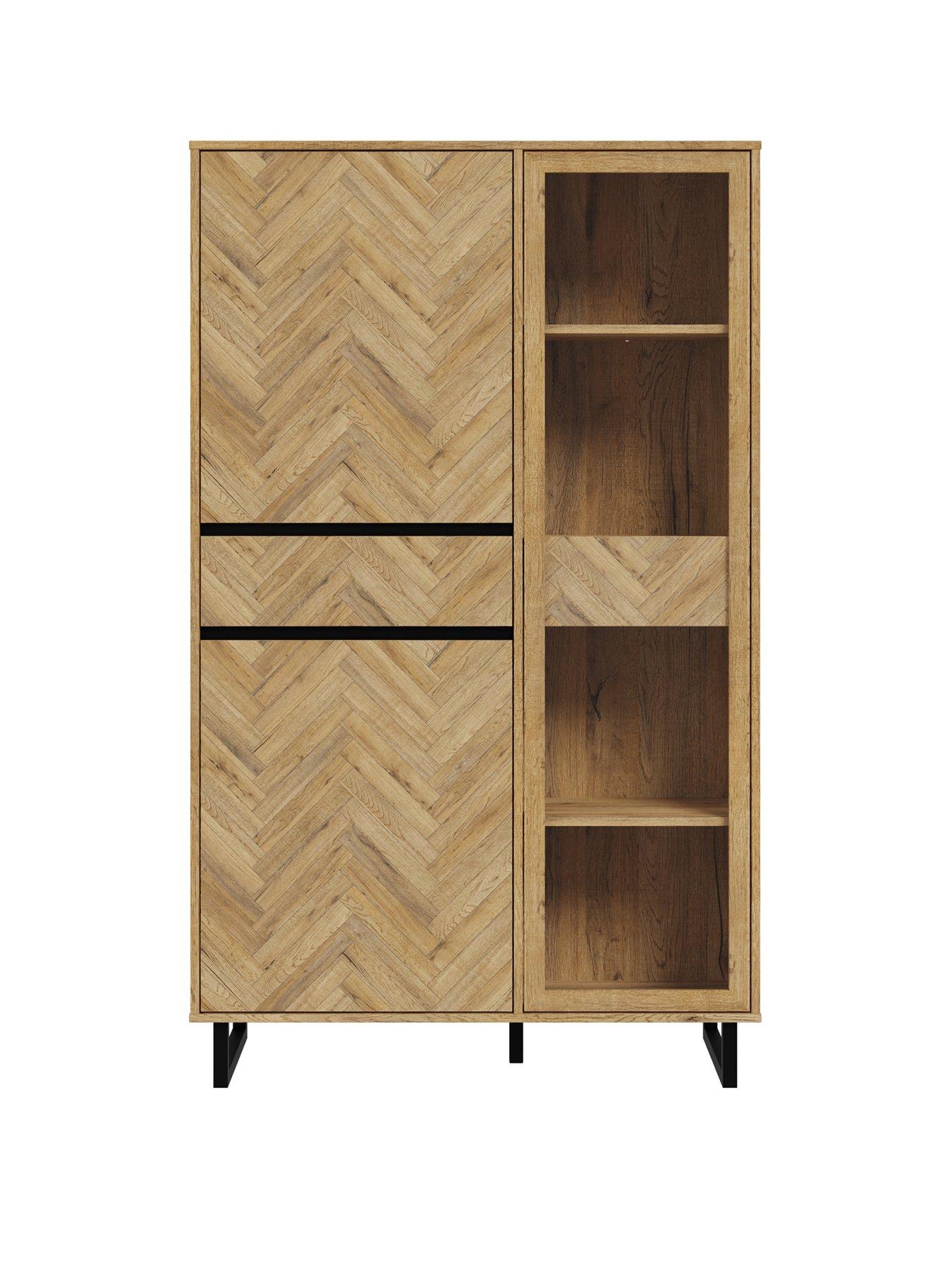 nikomedes-3-door-2-drawer-tall-display-unit-dark-oakstillFront