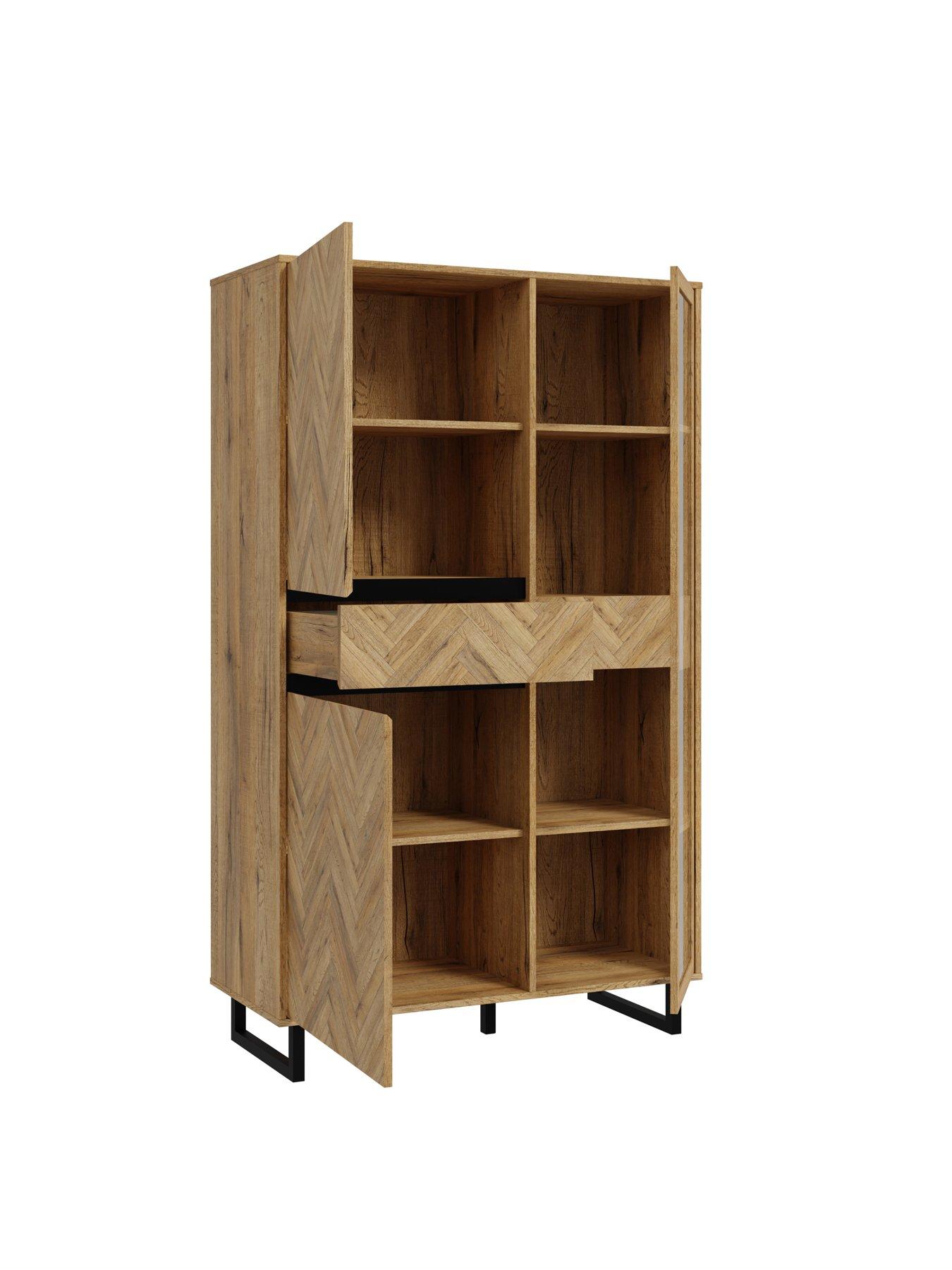 nikomedes-3-door-2-drawer-tall-display-unit-dark-oakdetail