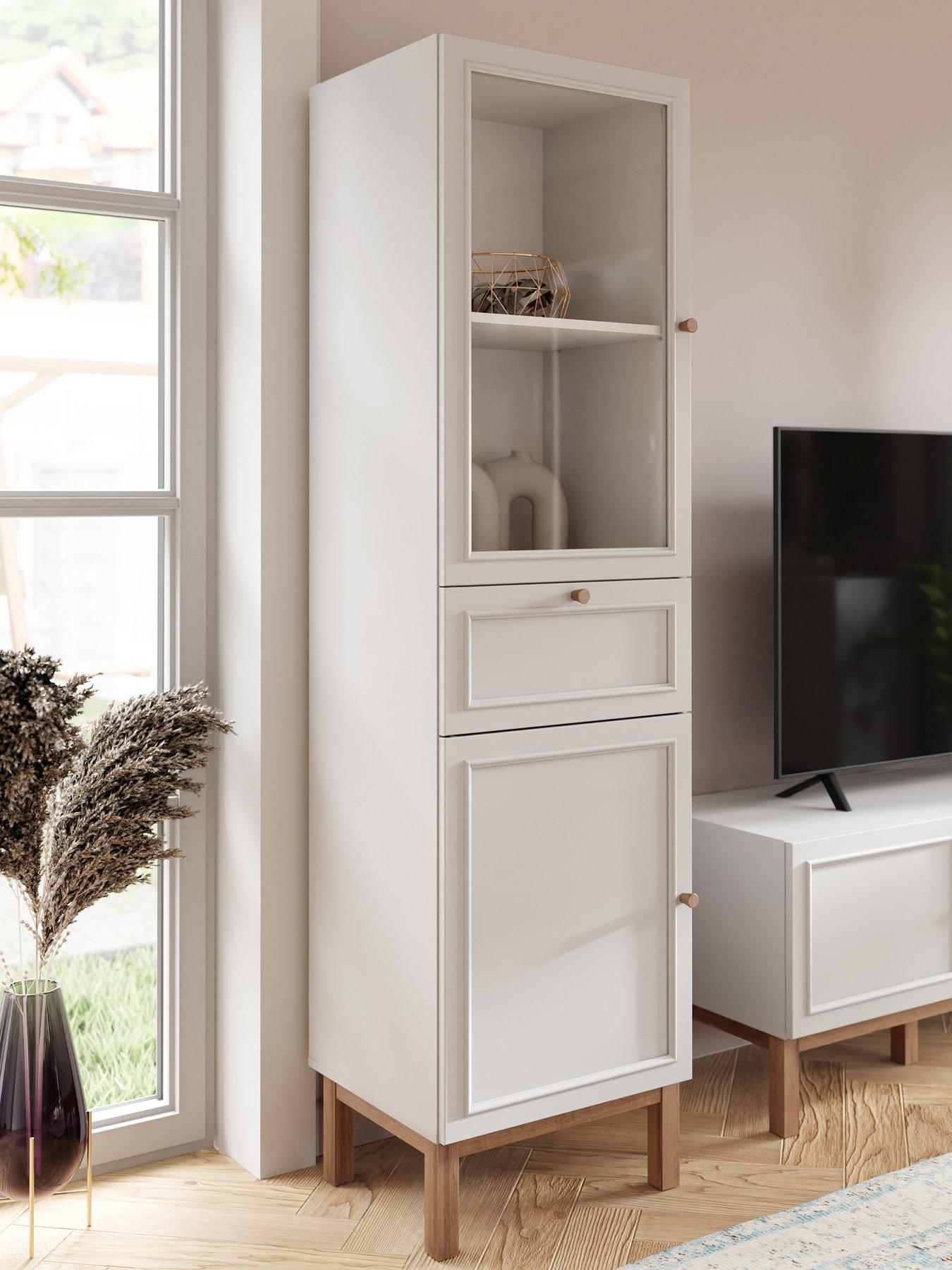 Penkridge 2 Door, 1 Drawer Display Cabinet - Grey/Oak