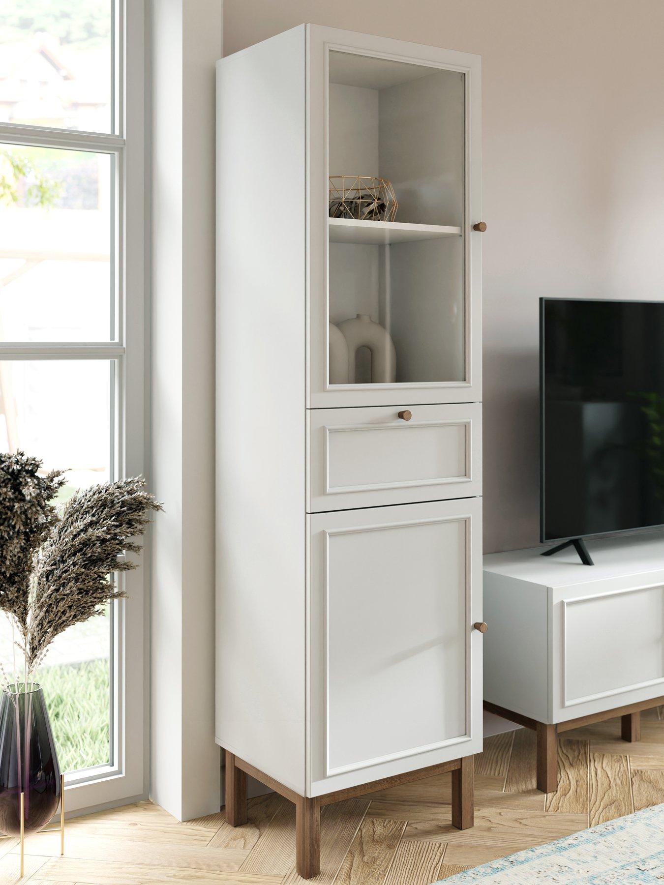Image 1 of 7 of Penkridge 2 Door, 1 Drawer Display Cabinet - Grey/Oak